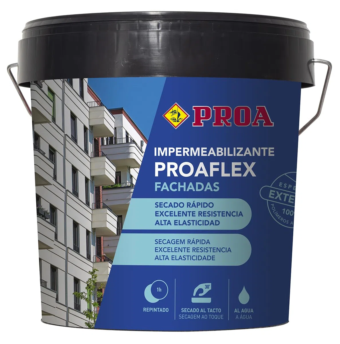 Impermeabilizante elástica para fachadas Teja. 4 L. Proaflex PROA. Antigoteras.