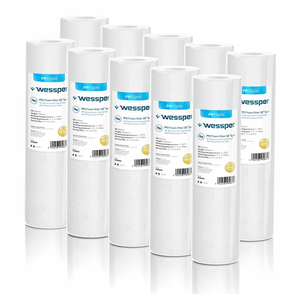Wessper 10" Filtros de Cartuchos para Sedimentos de Polipropileno Hilado, filtración de partículas