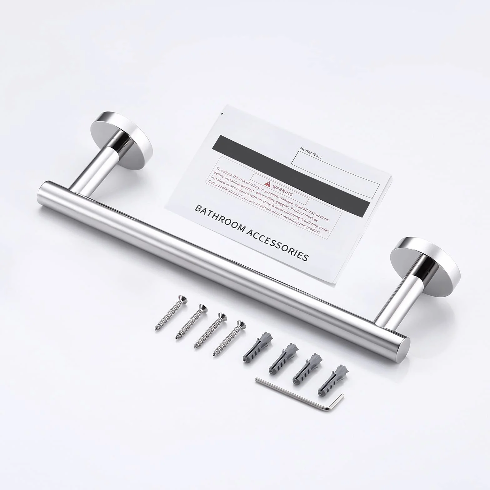 Toallero Barra Acero Inoxidable 30CM para Baño y Cocina Acero Pulido