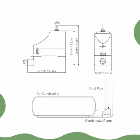 Bomba de Condensado Bomba de Drenaje Automática de Aire Acondicionado de 24L/H con Tanque de Agua de 0,07L HVAC para Máquina Montada en la Pared 1-3P