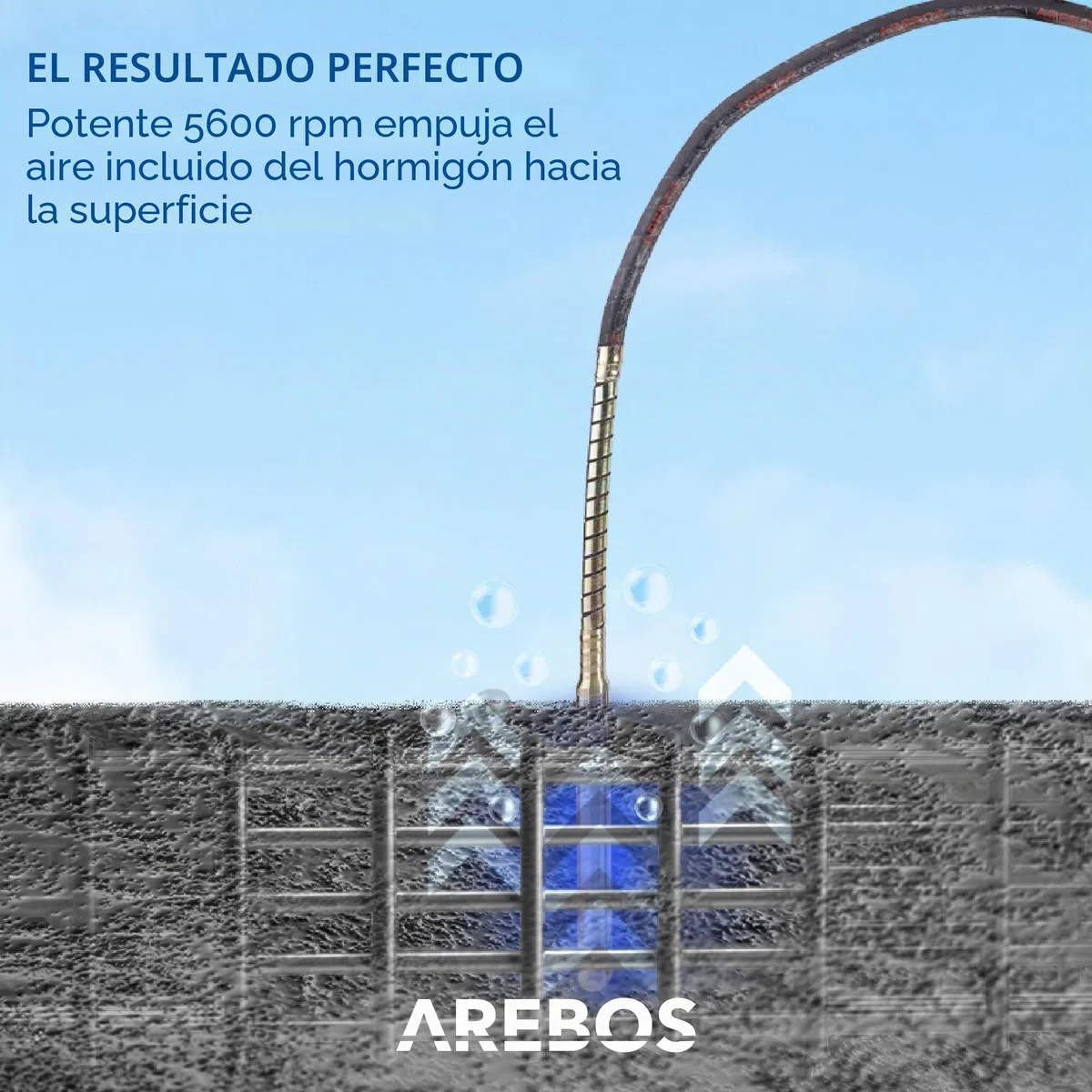 Arebos Vibrador de hormigón | Aguja vibrante electrica | Vibrador de construcción eléctrico | 800W | longitud de varilla vibratoria de 2m | para concreto