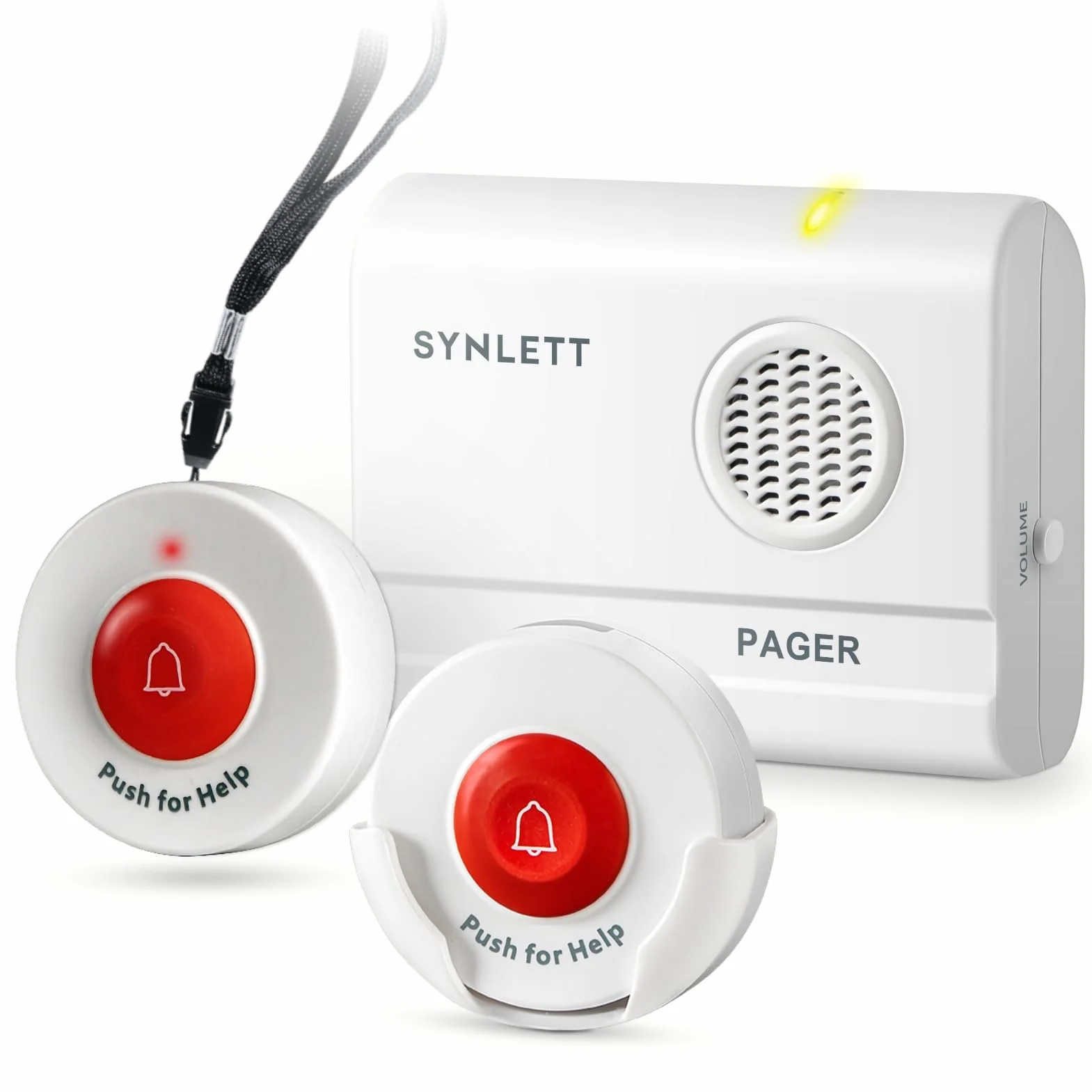 Buscapersonas Inalámbrico con Pulsadores SOS para Ancianos – Sistema de Alarma Portátil para Cuidadores, Llamada de Enfermería, Pacientes y Emergencias en el Hogar