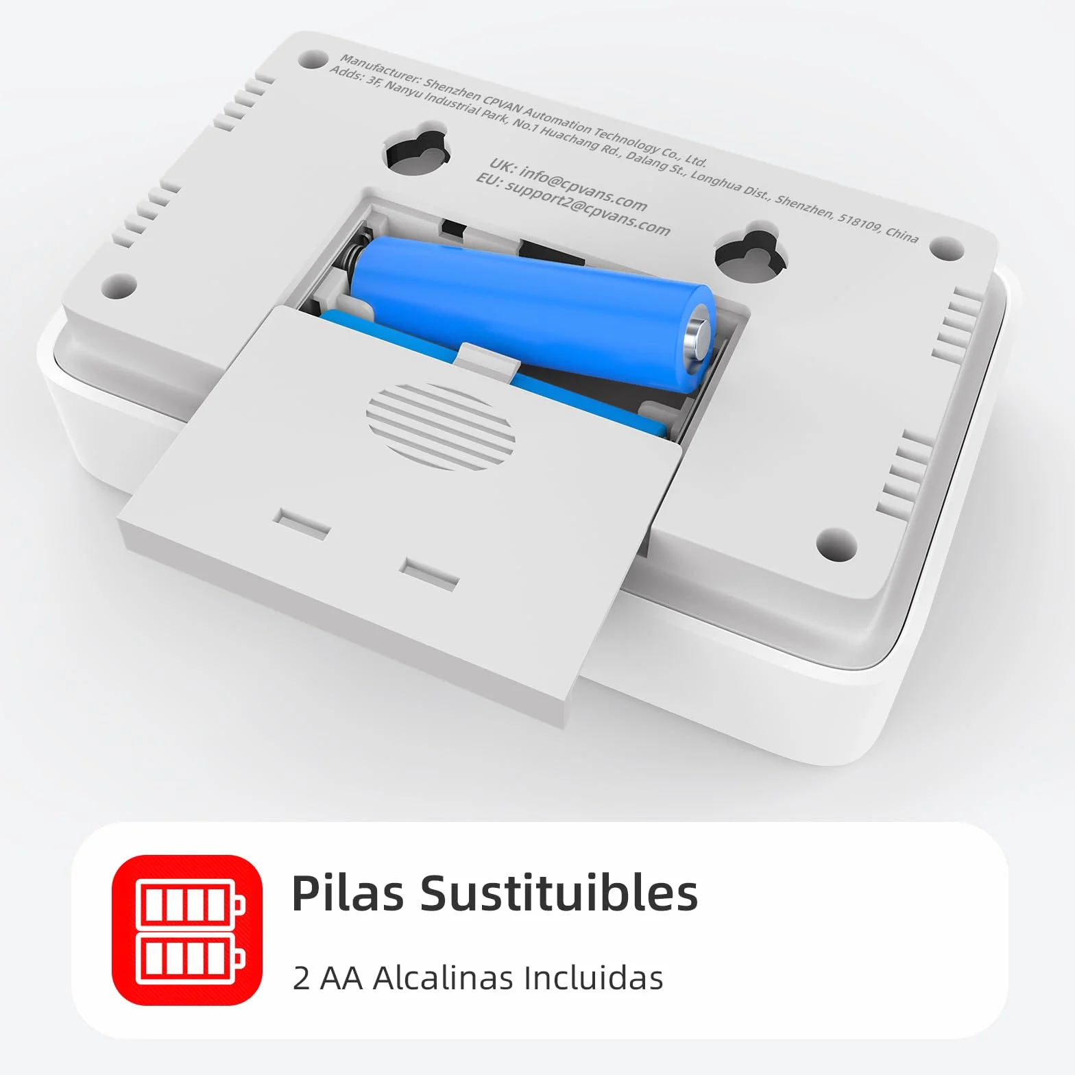 CPVAN Detector de Monóxido de Carbono 3 en 1, 10 Años CO Gas Alarma con Batería Reemplazable, Detector de CO con Temperatura y Humedad, Norma Europea EN50291
