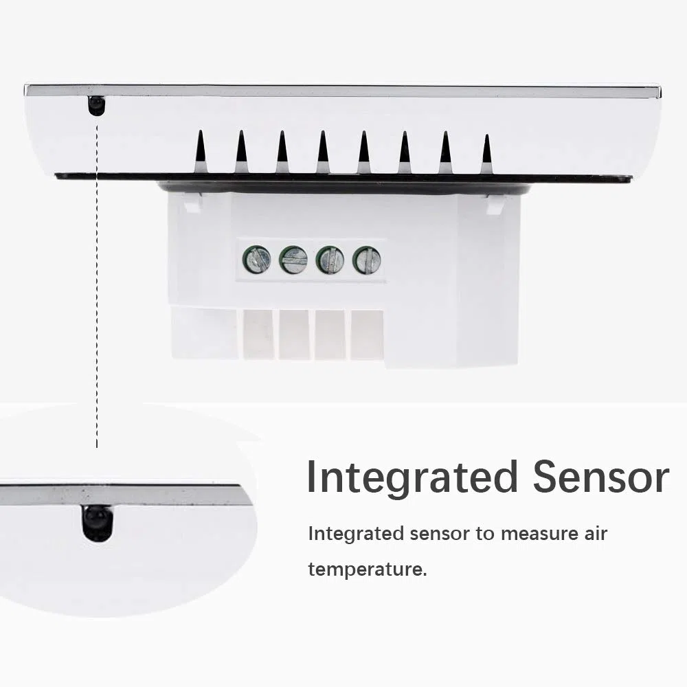 Serie 1000 Termostato WiFi 4 Tubos para Aire Acondicionado Fan Coil Blanco Retroiluminado con Conexión WiFi para Soporte de Voz Inteligente (4 Tubos, Negro(WiFi))