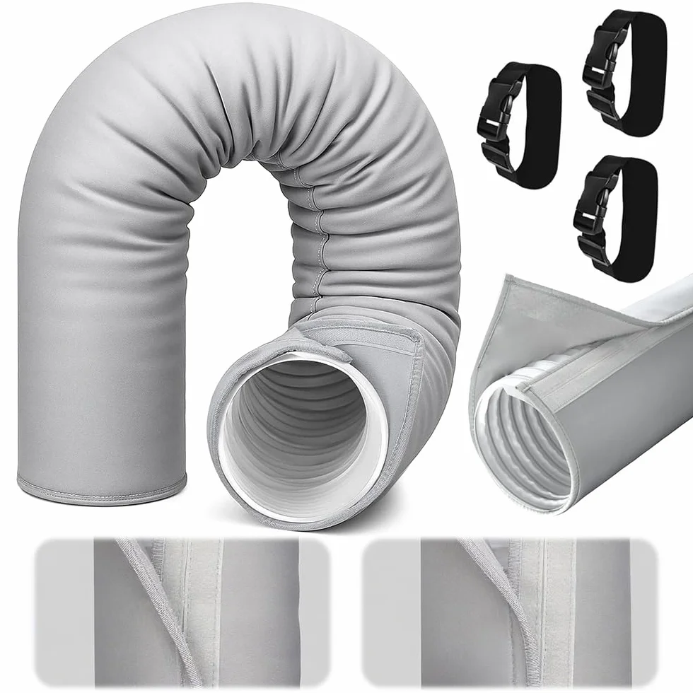 Funda aislante para manguera de CA portátil, 150 x 50 cm, cubierta aislante para manguera de aire acondicionado, funda protectora de aislamiento CA, aislamiento de manguera de CA portátil