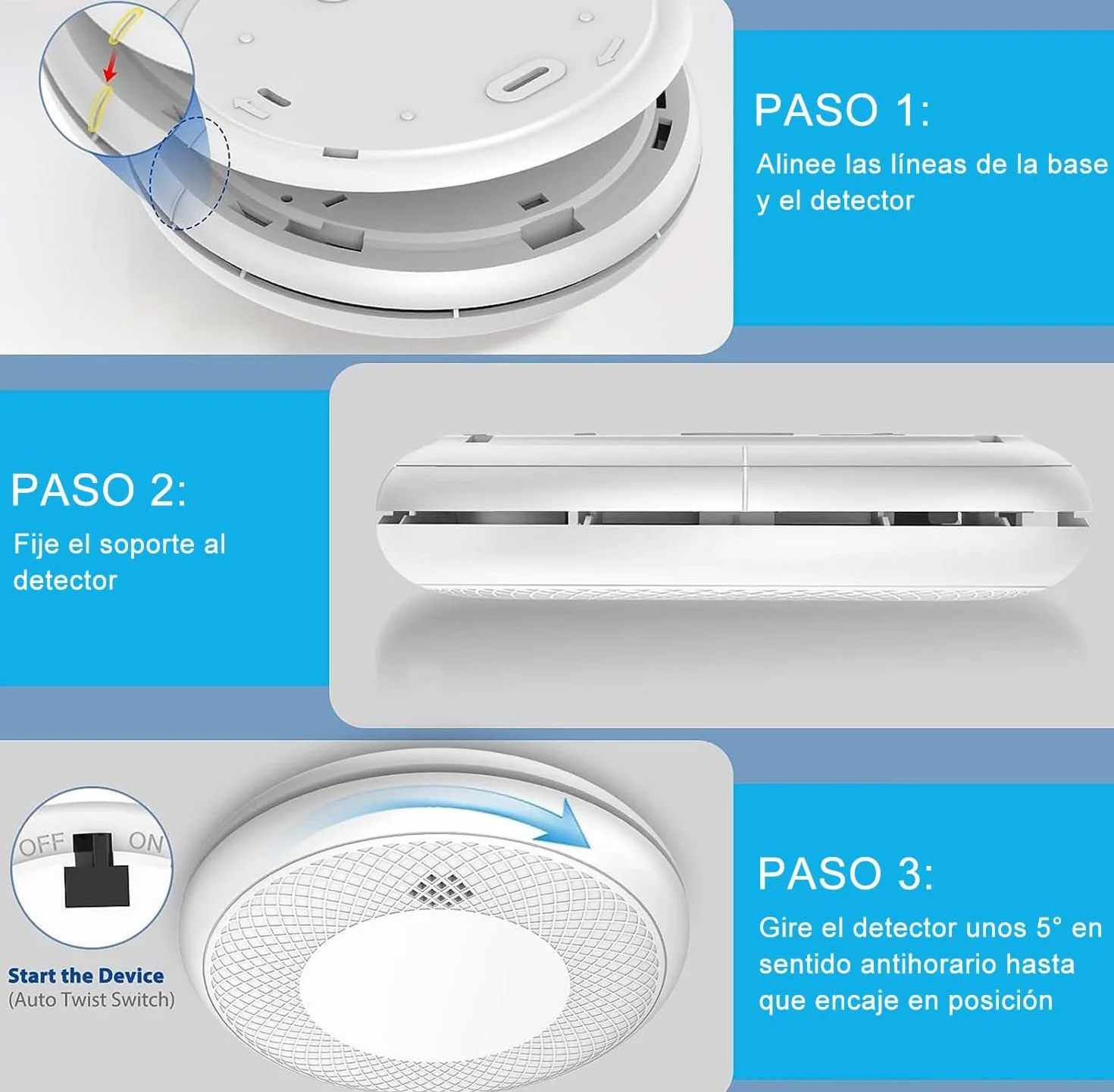 Detector de Humo Inteligente Wi-Fi, batería 10 años, EN 14604, 1 Pieza, App Tuya/Smart Life