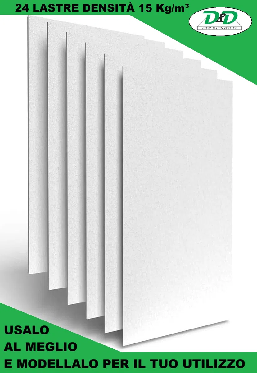 D. & D. Poliestireno - Placas de poliestireno multiusos 100 cm x 50 cm densidad 15 kg/m³ (24 placas de 1,5 cm)