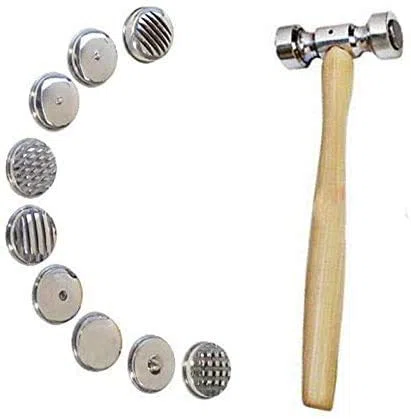Nuevo 9 en 1 caras intercambiables que texturizan el metal que forma la joyería patrón que hace el martillo que hice en la India