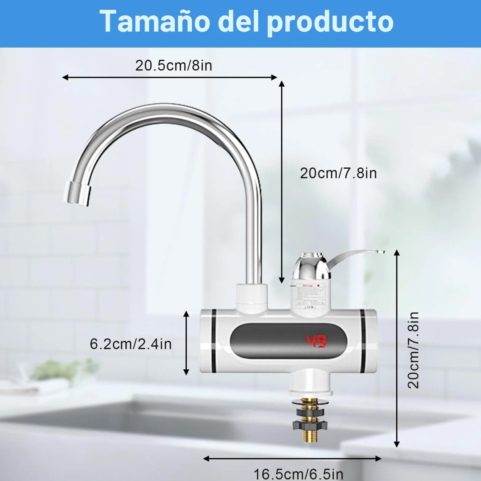 Grifo instantáneo de 220 V, 3000 W, calentador de agua eléctrico, grifo rápido con pantalla digital LED, cocina, baño, acero inoxidable, grifo eléctrico
