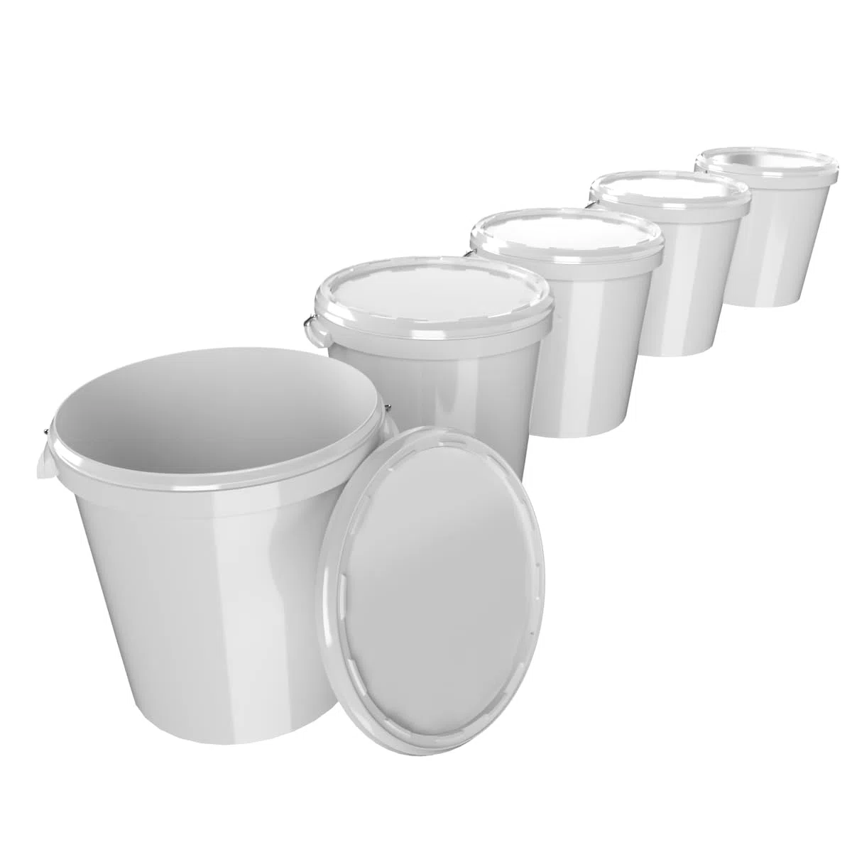 Lote de 5 cubos de plástico, 30 L con tapa, Hobbock PP calidad alimentaria (5x22049)