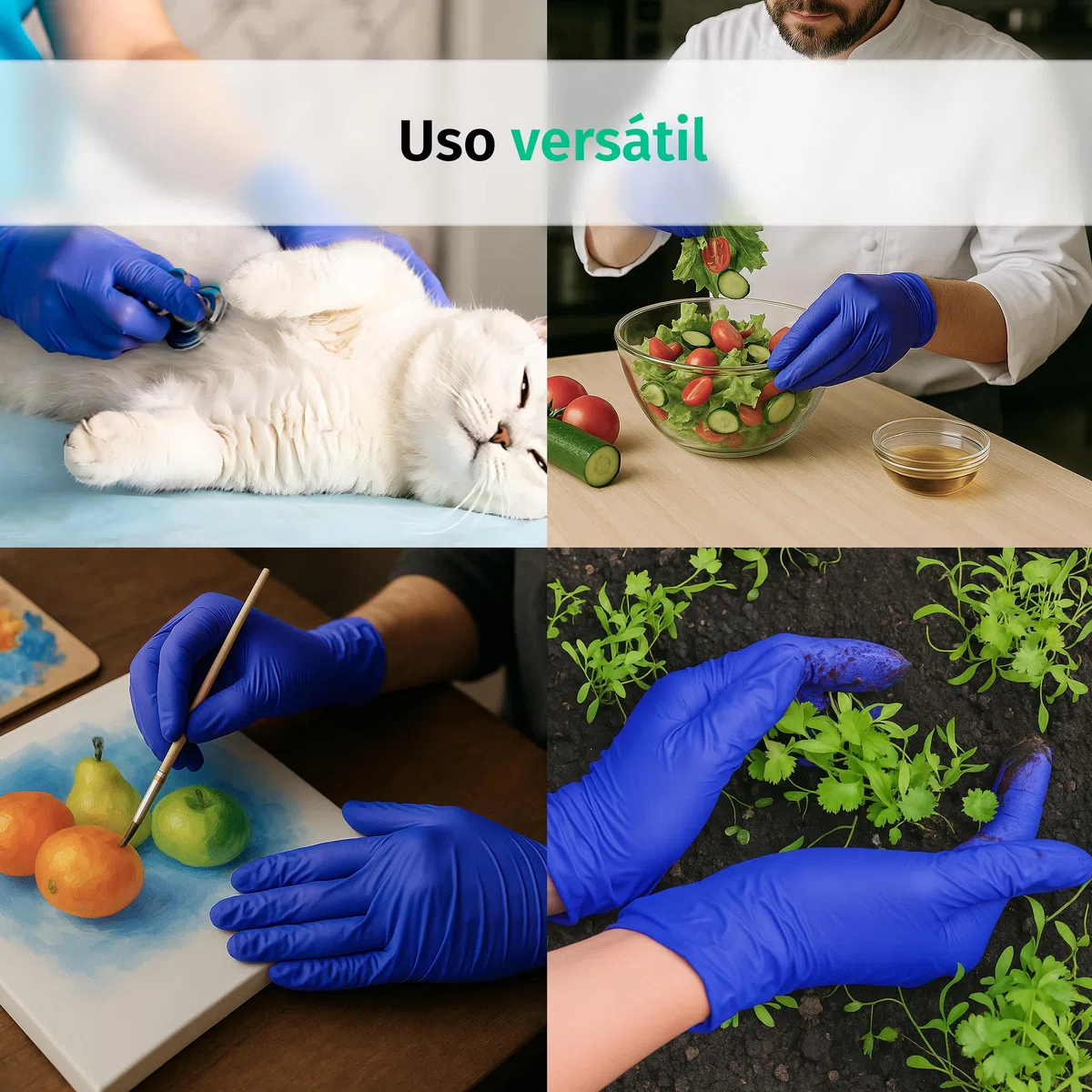 SF Guantes de nitrilo L violetas – 1000 (10x100) unidades, guantes desechables sin polvo, sin látex, médicos y de examen, aptos para cocina, limpieza, cosmética y uso doméstico