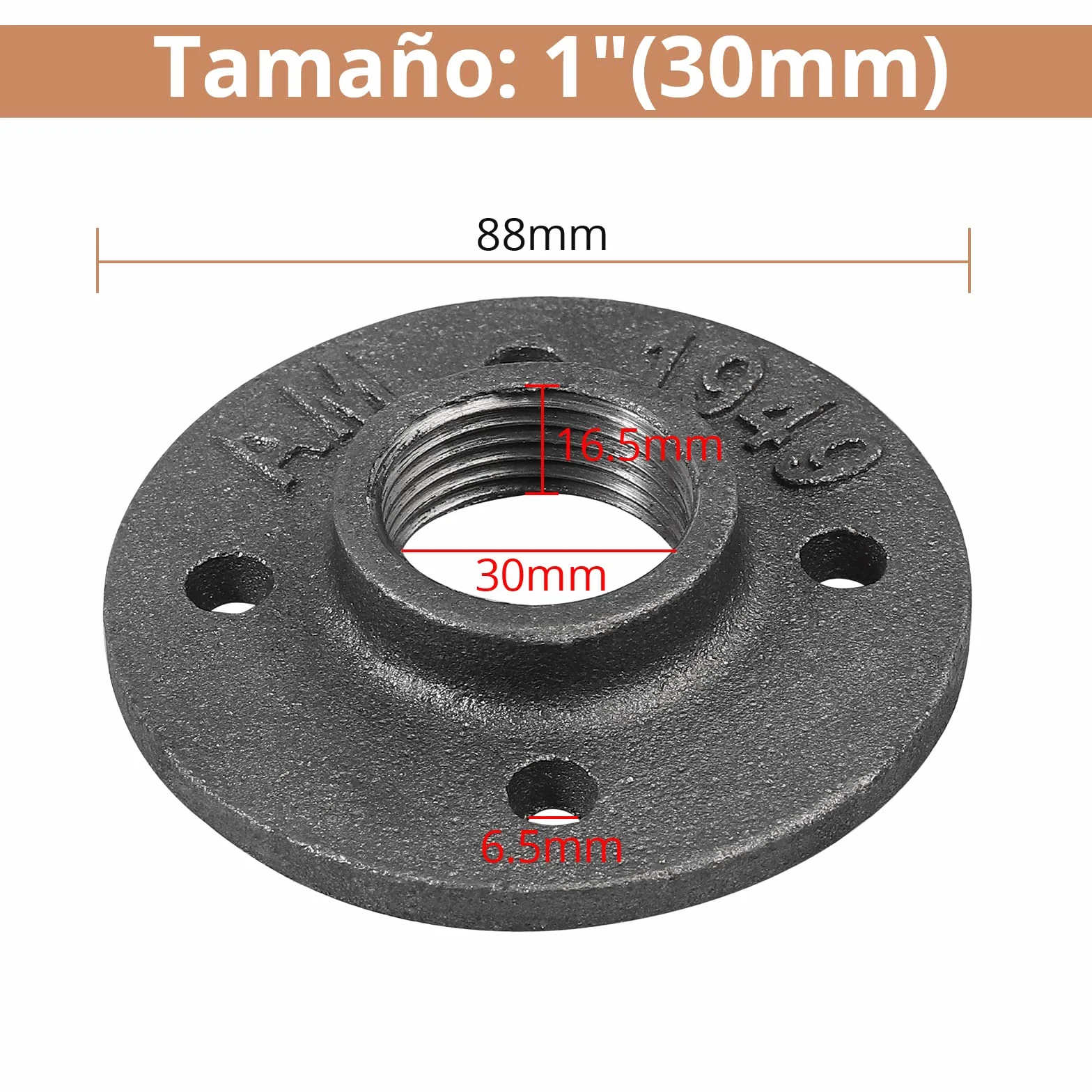 Brida Roscada BSP 1" Hierro Maleable 10 PCS Negro 30 mm