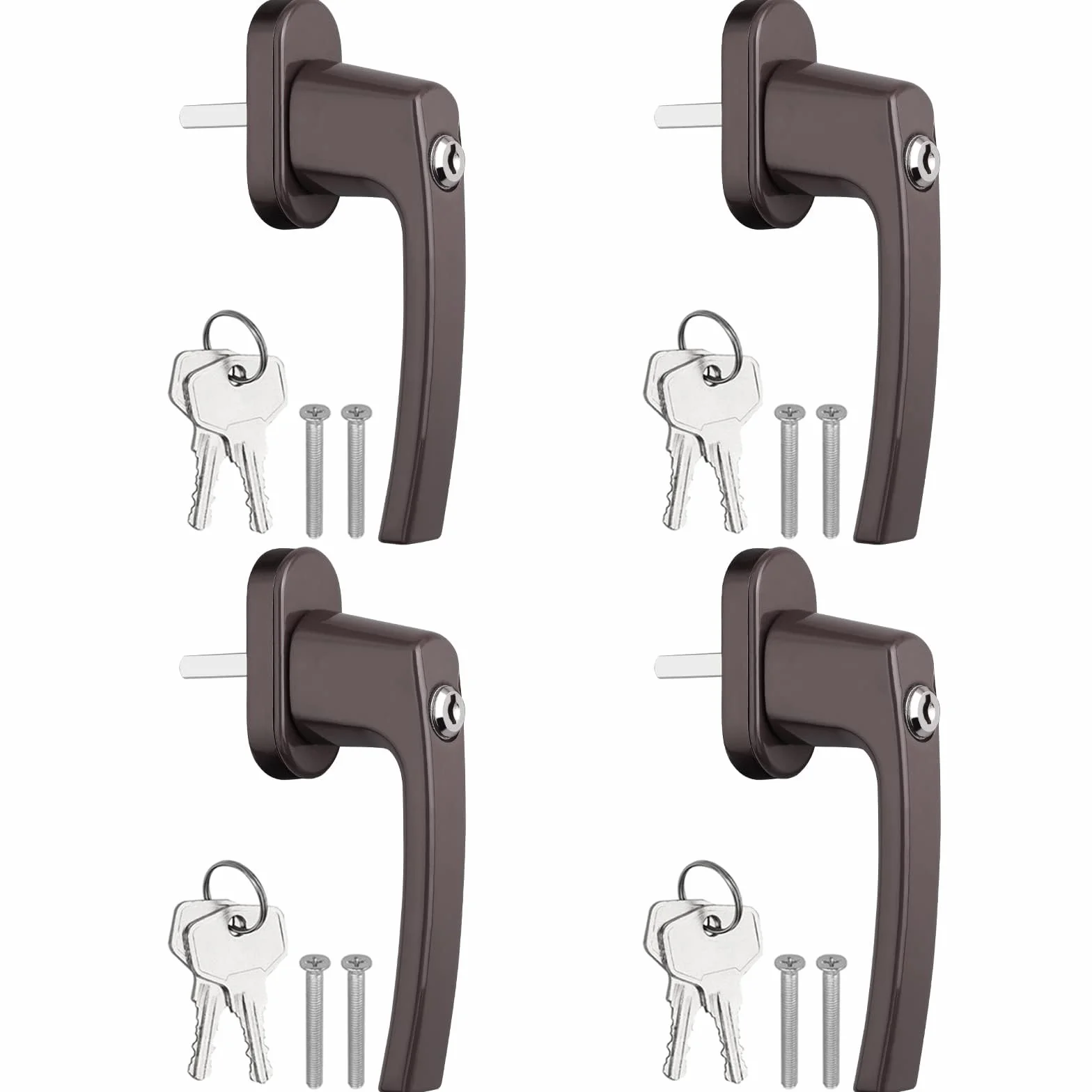 AUTOUTLET Manijas de Aluminio para Ventanas con Llaves Iguales, Cerradura de Seguridad para Niños (Marrón)