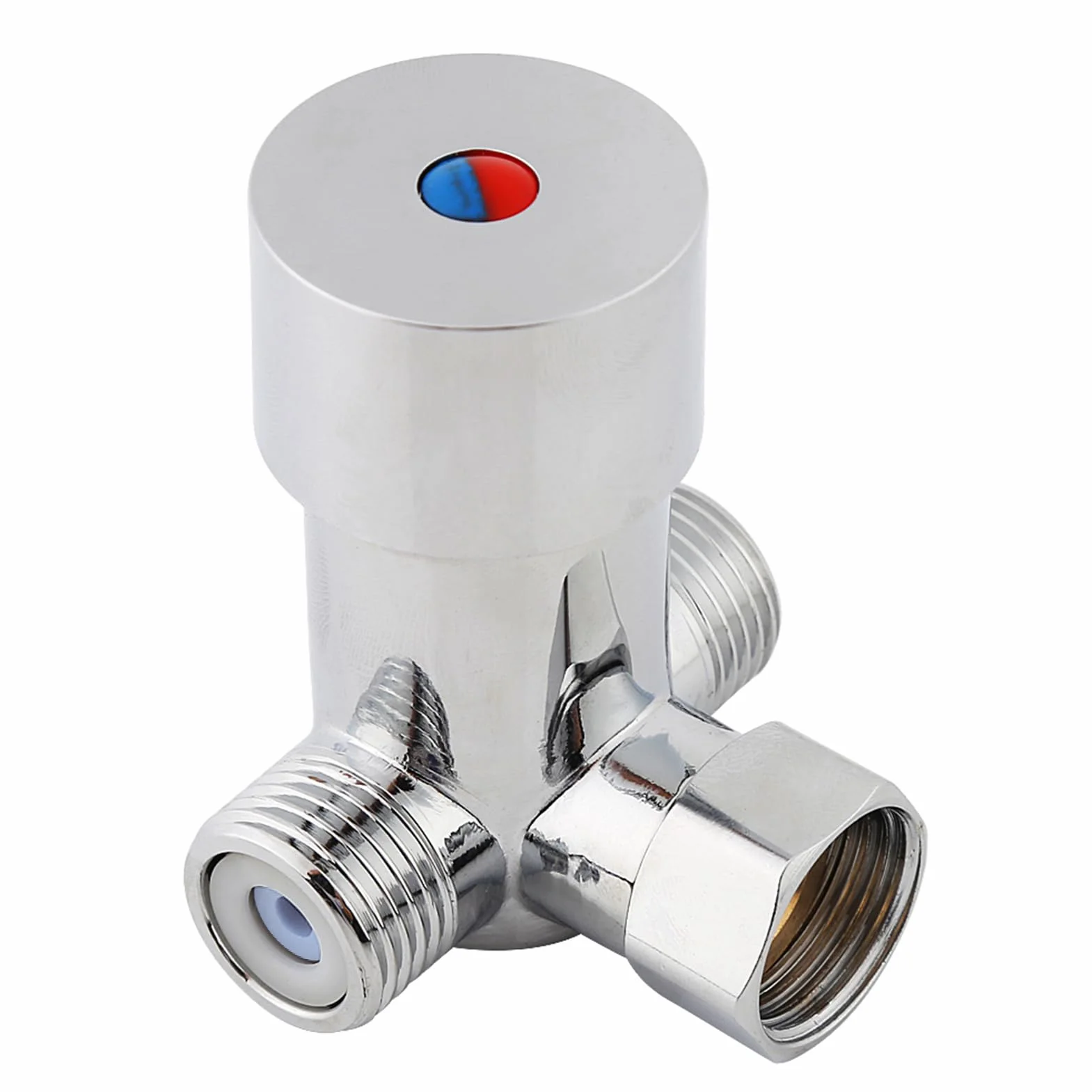 Válvula de agua fría y caliente, Super práctica G1/2 válvula de mezcla automática de agua fría y caliente control de temperatura del mezclador termostático