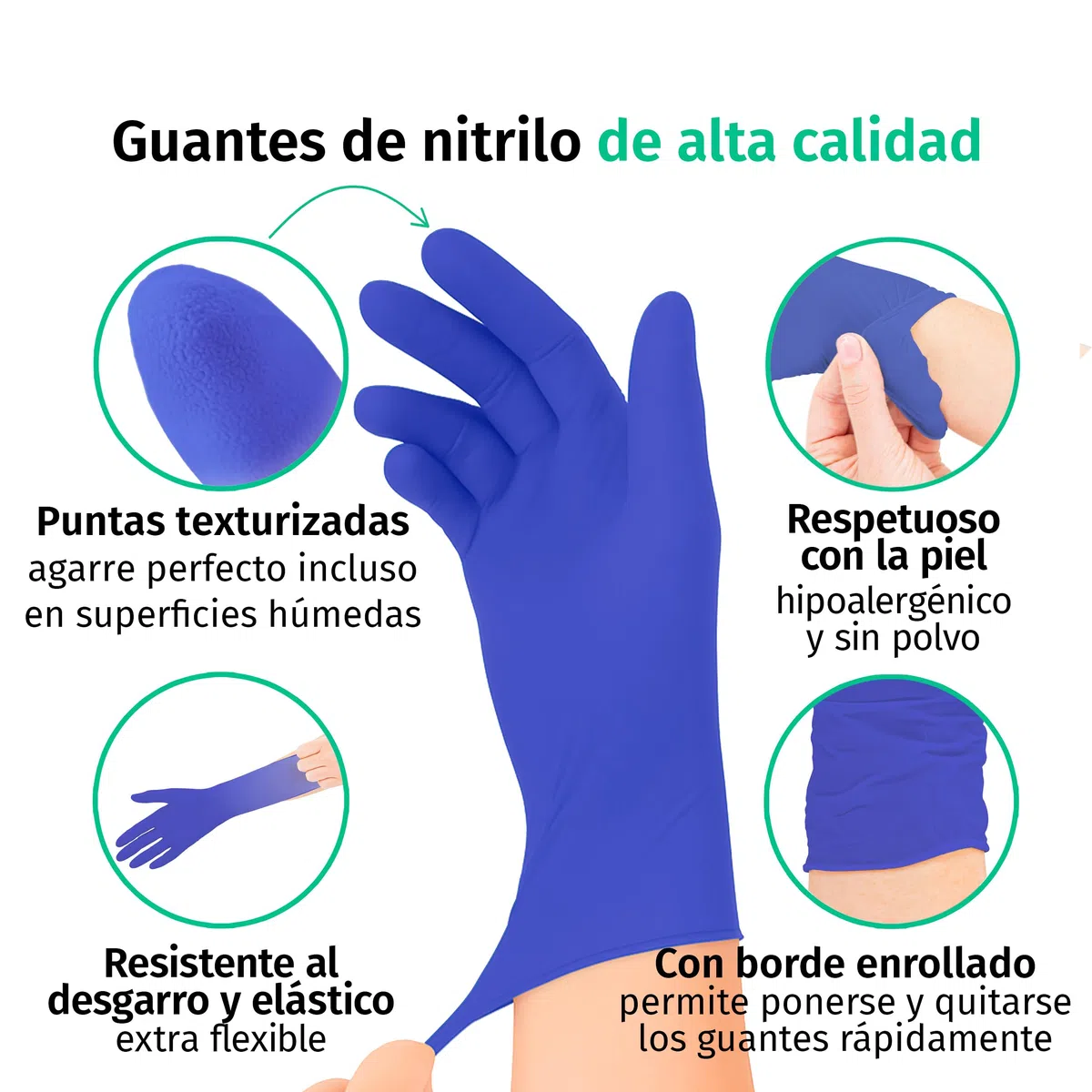 SF Guantes de nitrilo L violetas – 1000 (10x100) unidades, guantes desechables sin polvo, sin látex, médicos y de examen, aptos para cocina, limpieza, cosmética y uso doméstico