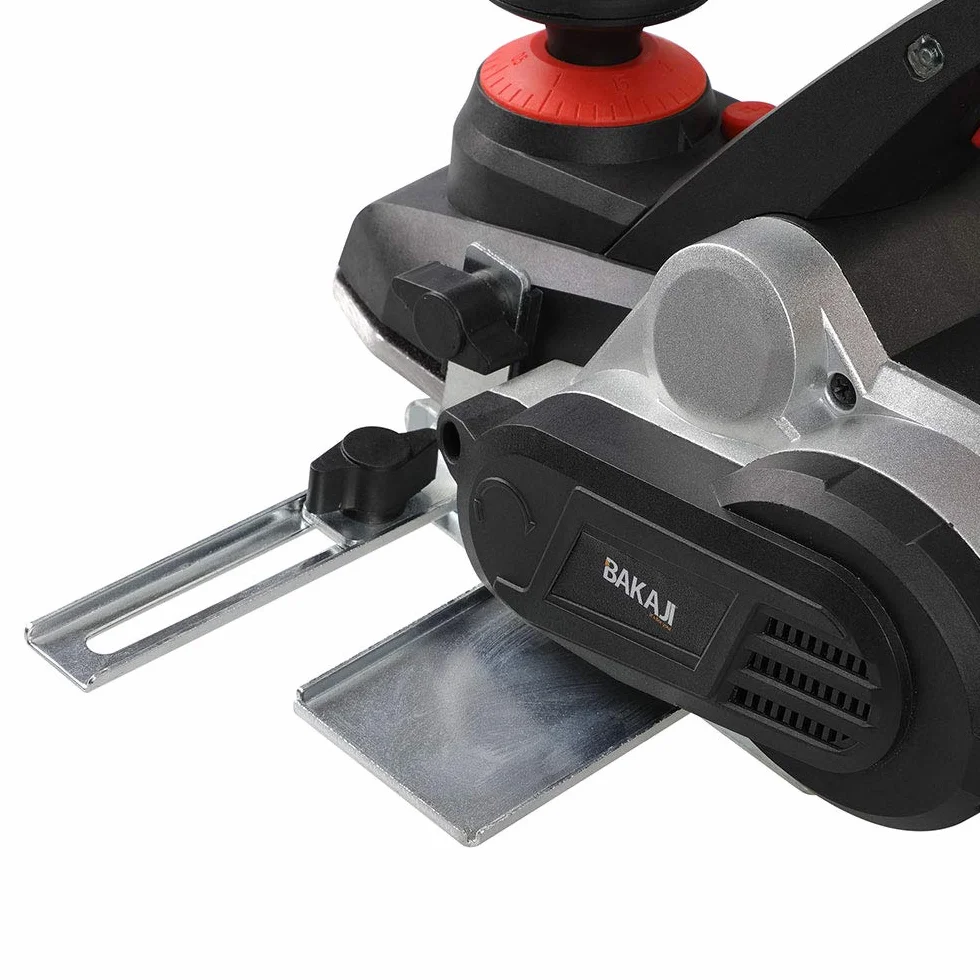 Bakaji Cepilladora eléctrica potencia 900 W lijadora cepilladora madera velocidad 16500 rpm ancho corte 82 mm profundidad ajustable 0-3 mm con aspirador integrado bolsa + guía paralelo