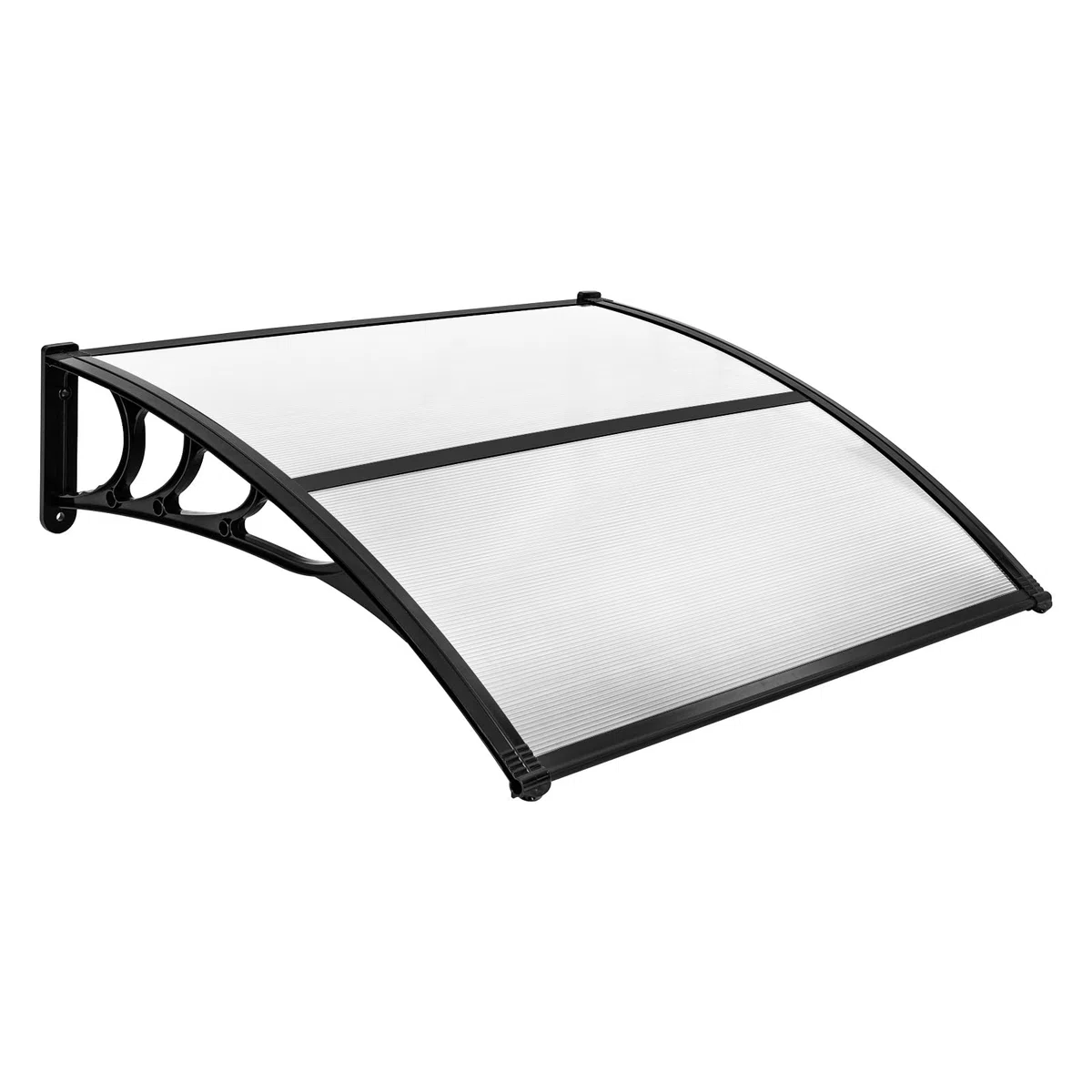 COSTWAY Marquesina Puerta Exterior 150 x 100 CM, Tejadillo de Protección Lluvia Nieve Viento Protección Solar, Tejadillo de Exterior (Gris, 150x100 cm)