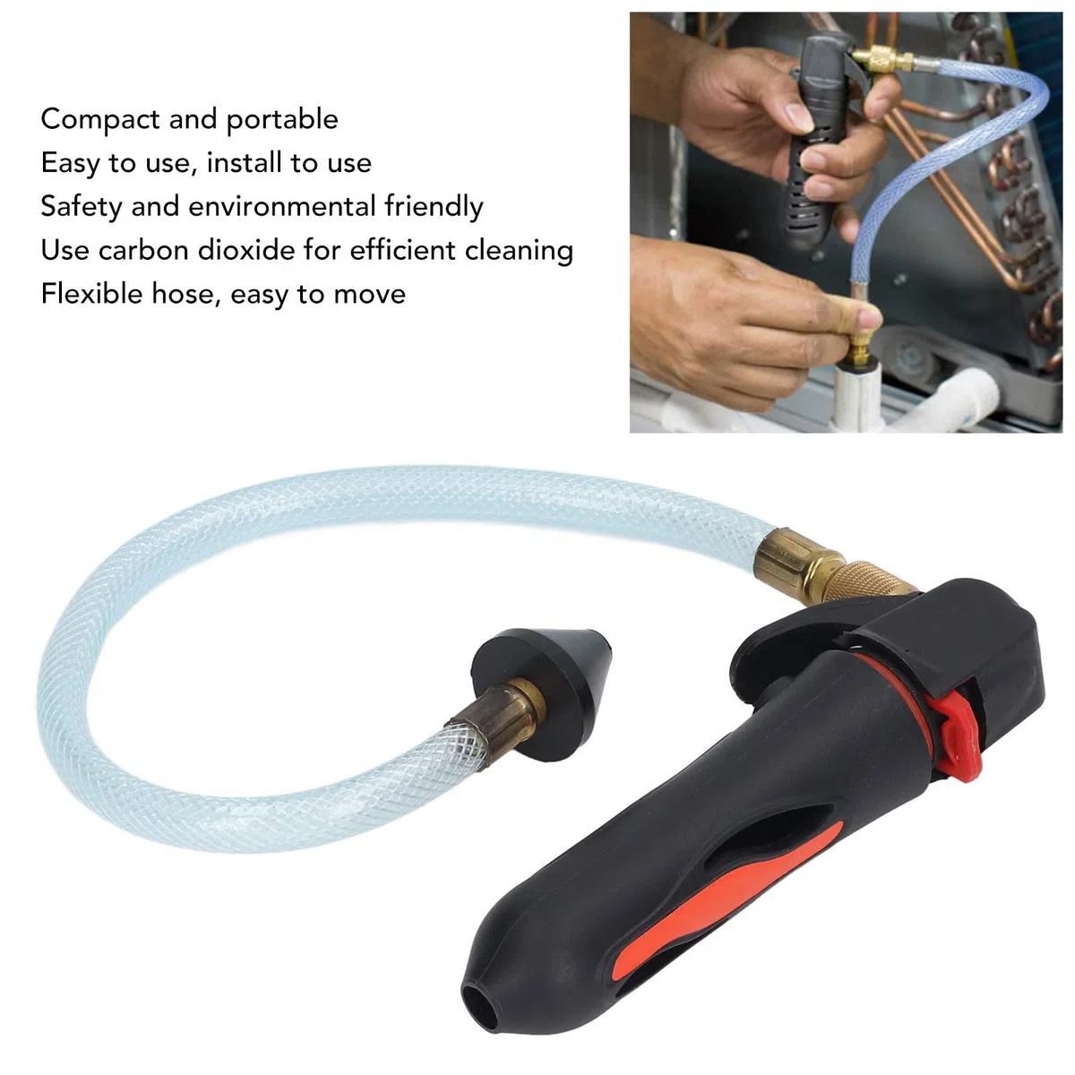 Pistola de drenaje Gallo con cartucho de CO2 roscado, limpiador Blaster para líneas de condensado de A/C, kit de apertura Blaster para limpiador de aire acondicionado
