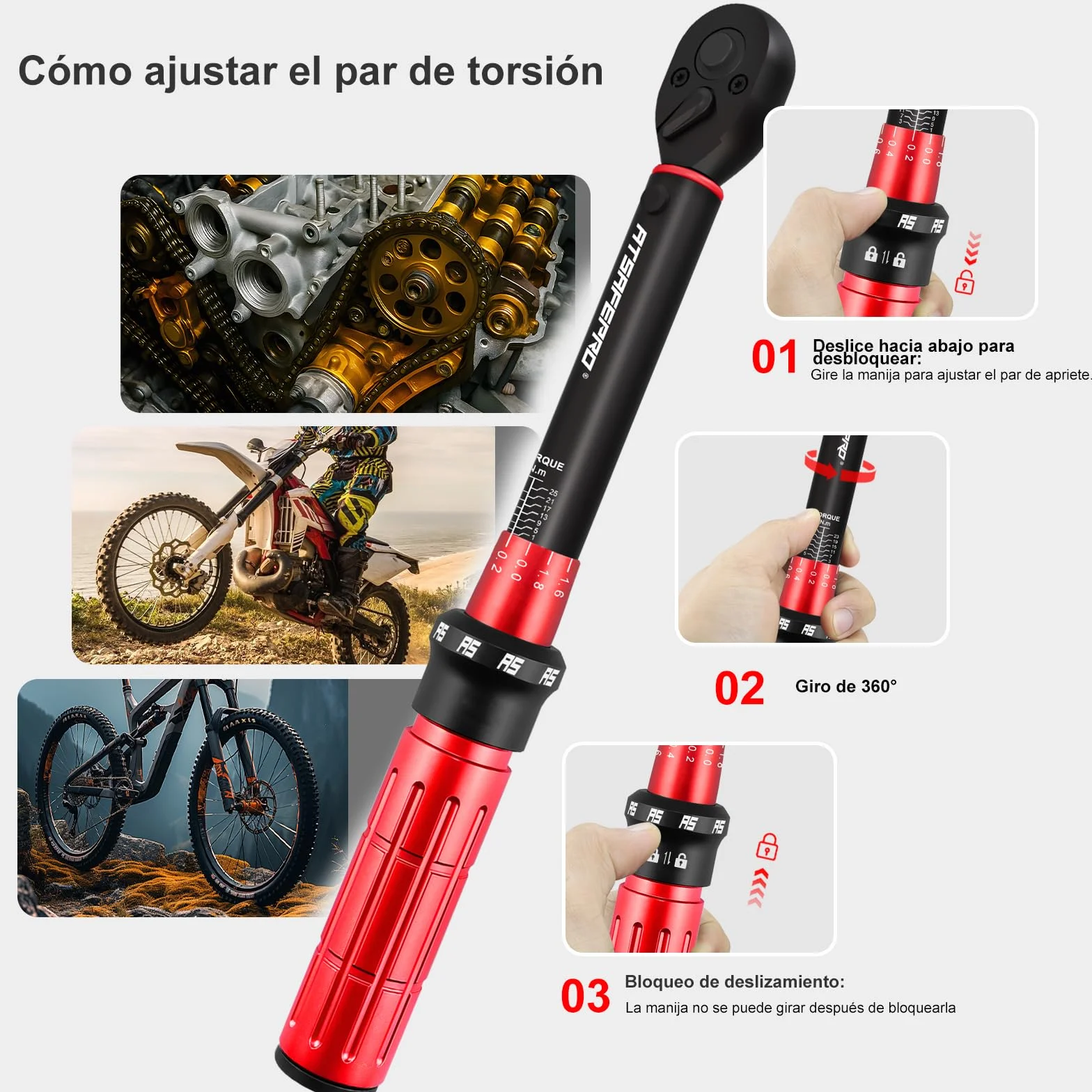 Llave Dinamometrica 1/4 1-25 Nm 72 Dientes Bicicleta ATsafepro