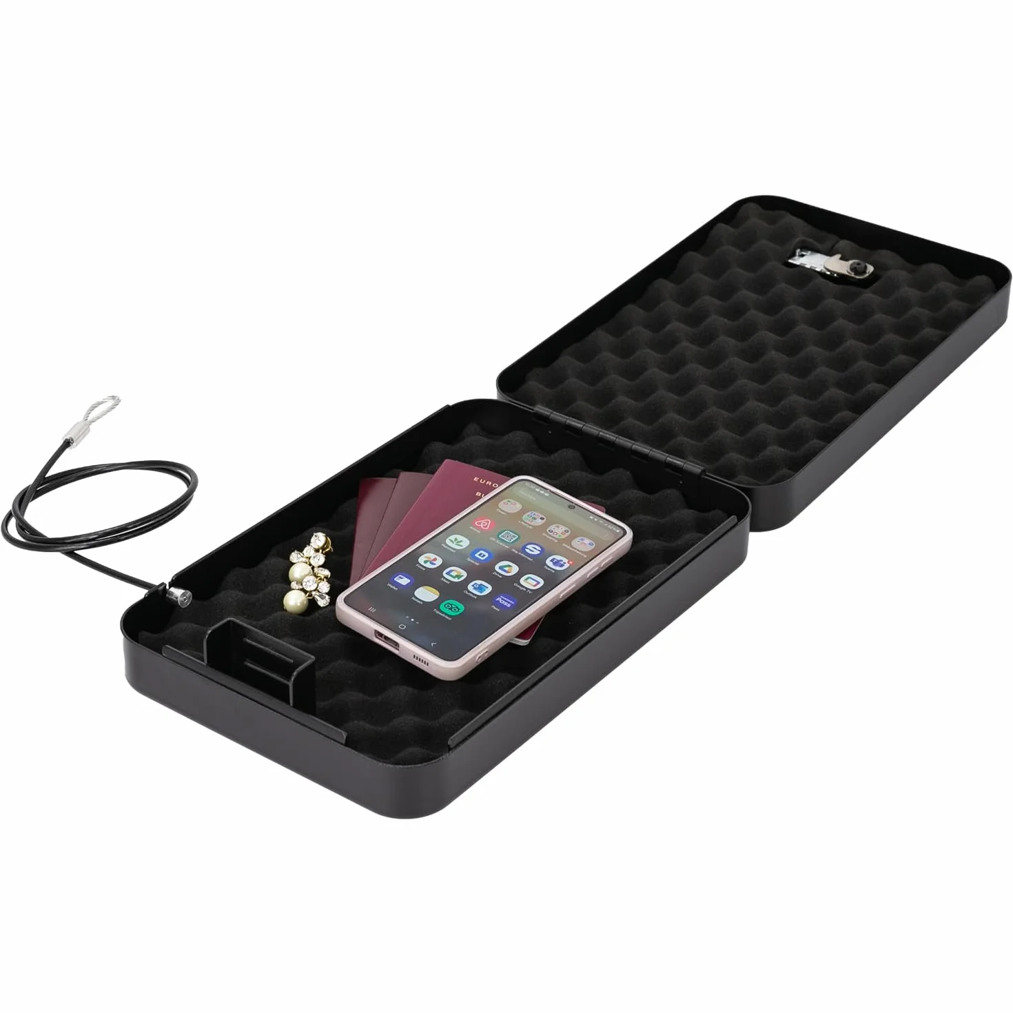 HMF 316-02 Caja de seguridad con cerradura de combinación, 29 x 19 x 6,5 cm, negro