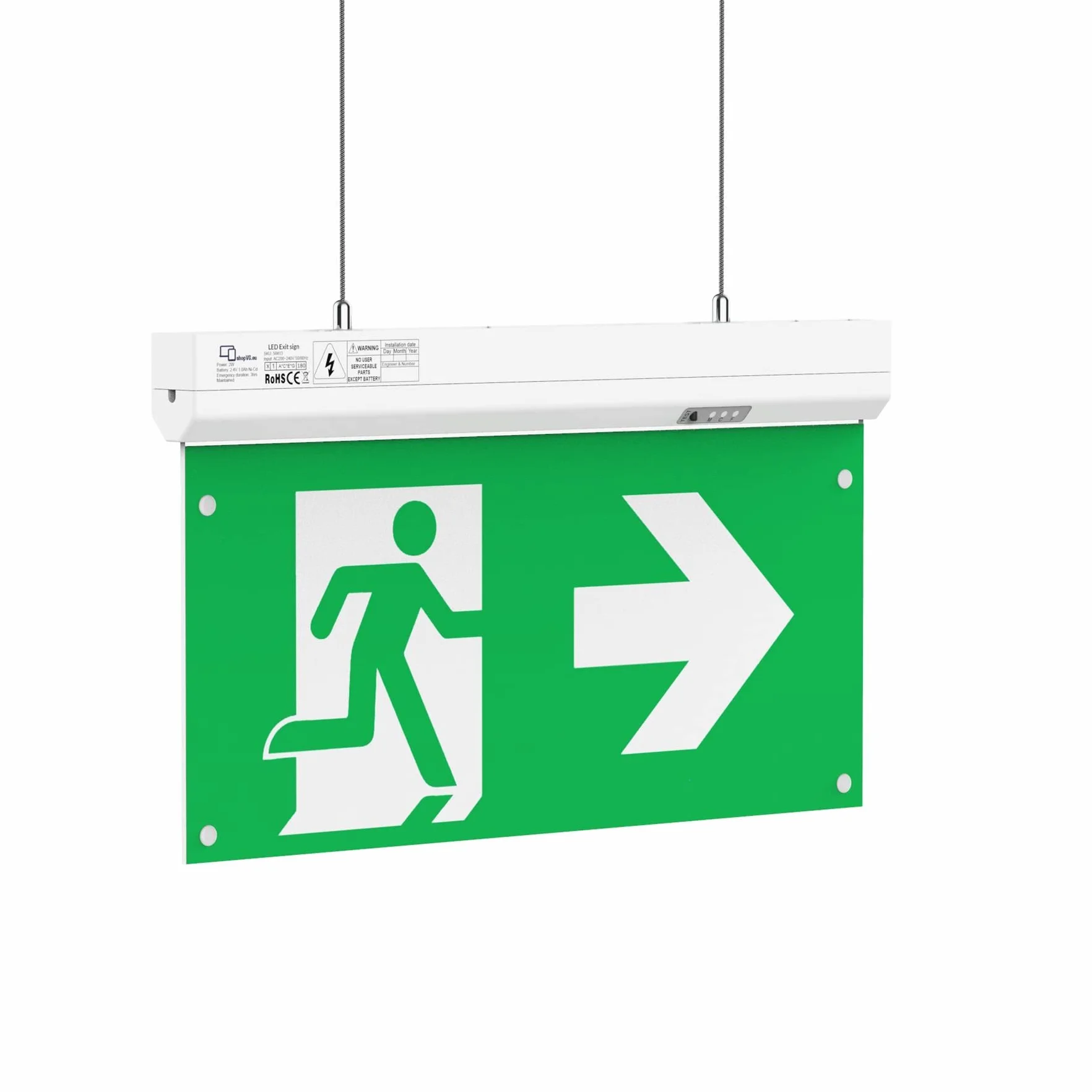 Luz LED de emergencia y salida, IP20 o IP65 (luz continua IP20)