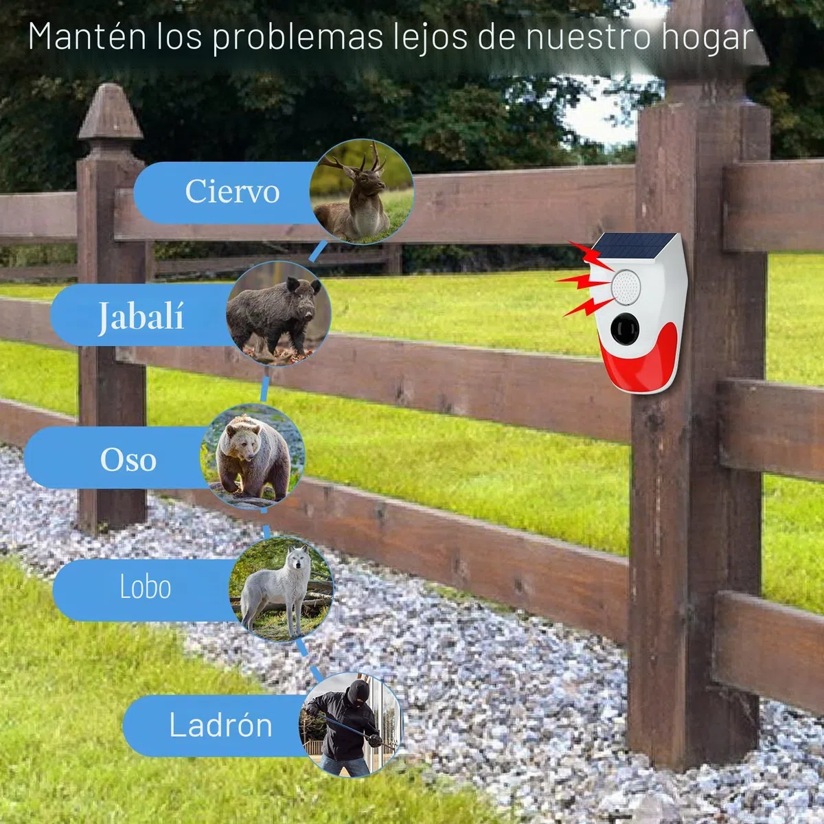 Sistemas de Seguridad para el hogar, Alarma Solar con Sensor de Movimiento con monitoreo Remoto, Alarma de casa Exterior Resistente a la Intemperie, 120 dB, 24 Horas, 3 Modos, 2 Piezas