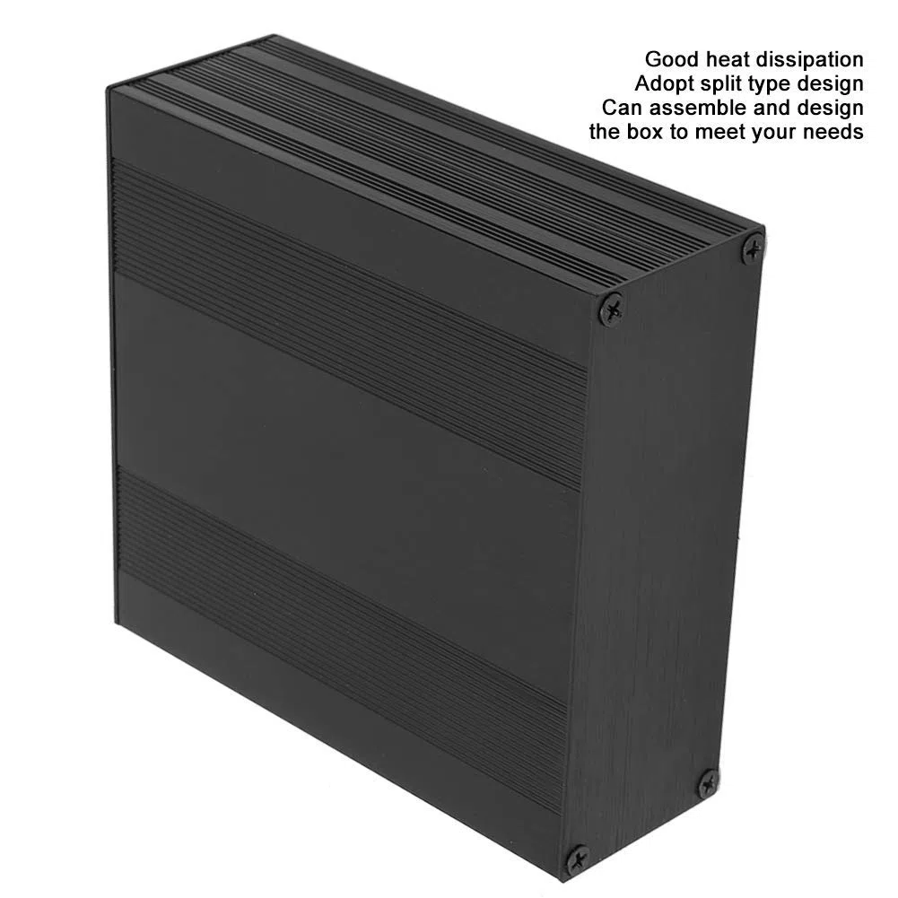 Caja de Aluminio, Caja de Aluminio para Proyectos de Refrigeración Proyecto de Placa de Circuito Electrónica de Bricolaje Negra de Cuerpo Dividido 54x145x150 mm (2Pcs)