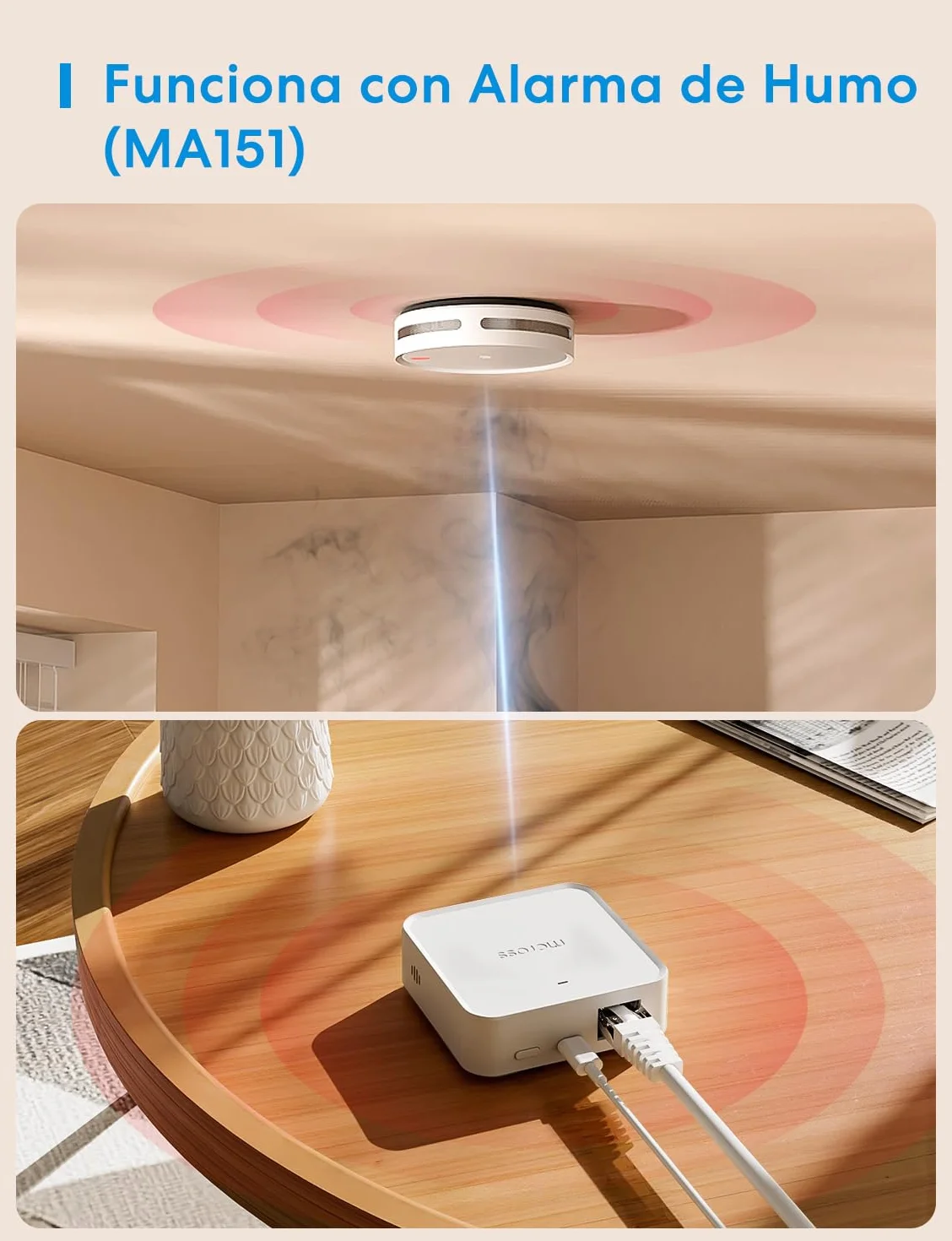 Meross Smart Hub Matter MSH450 | Alarma 110dB & Puerto Ethernet | Soporta Detector Humo, Sensores (Puerta/Ventana, Fugas Agua, Temp/Humedad) - Compatibile con Apple HomeKit, Alexa y Google Home
