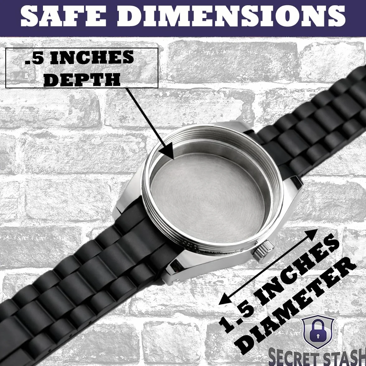 Secret Stash Hidden Watch Safe - Reloj de pulsera con compartimento secreto para dinero, píldoras y joyas - Incluye caja de regalo