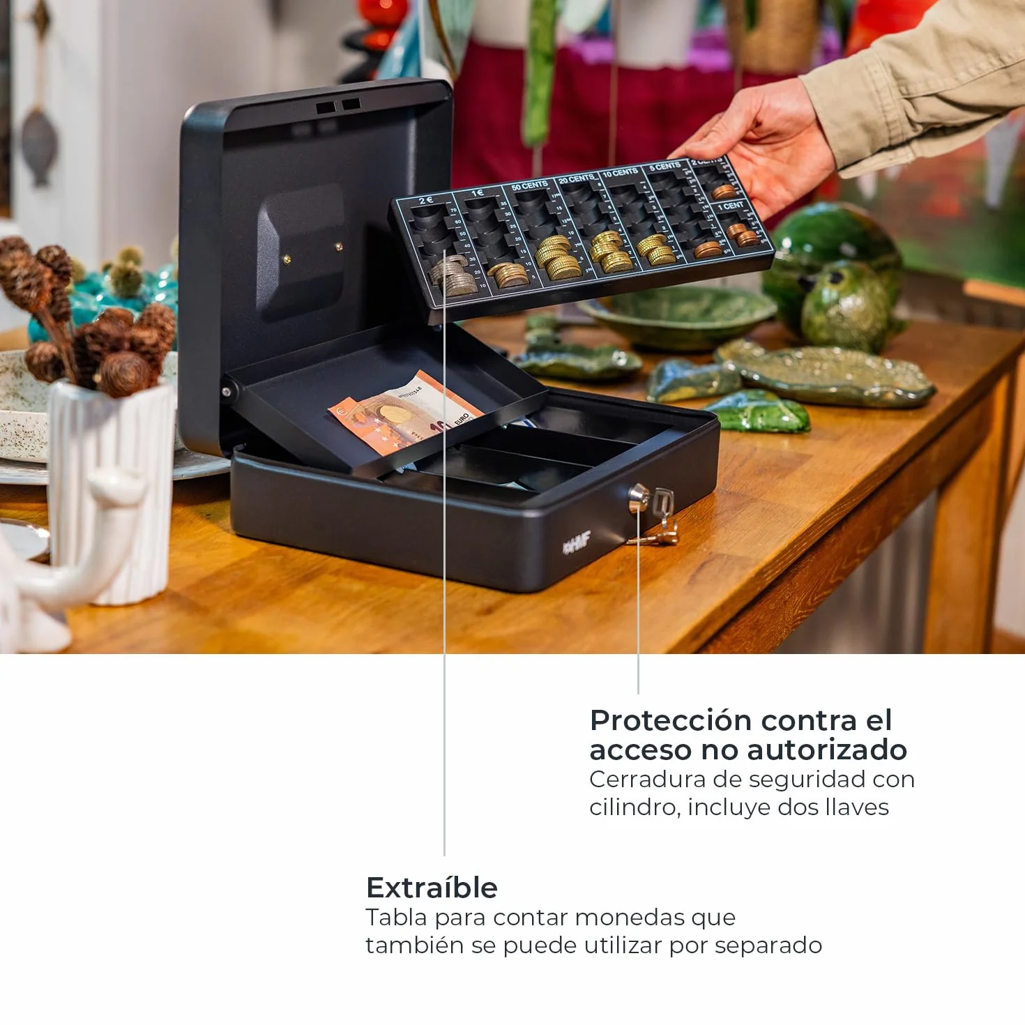 HMF 4215-02 Caja de caudales para contar dinero 30 x 24 x 9 cm negro