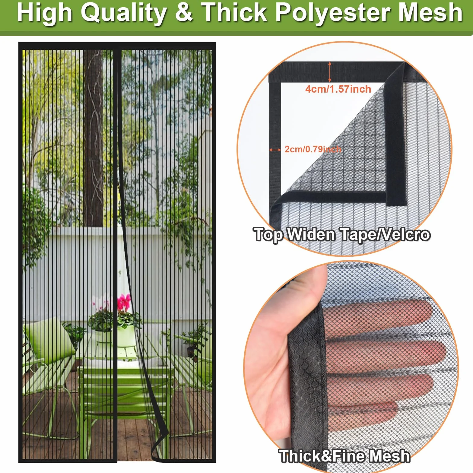 Risareyi Mosquitera Puerta Magnética 65x180cm, Negro - Cierre Automático Cortina Mosquitera Puerta Exterior Transpirables, Antimosquitos para Salón, Rápido de instalar