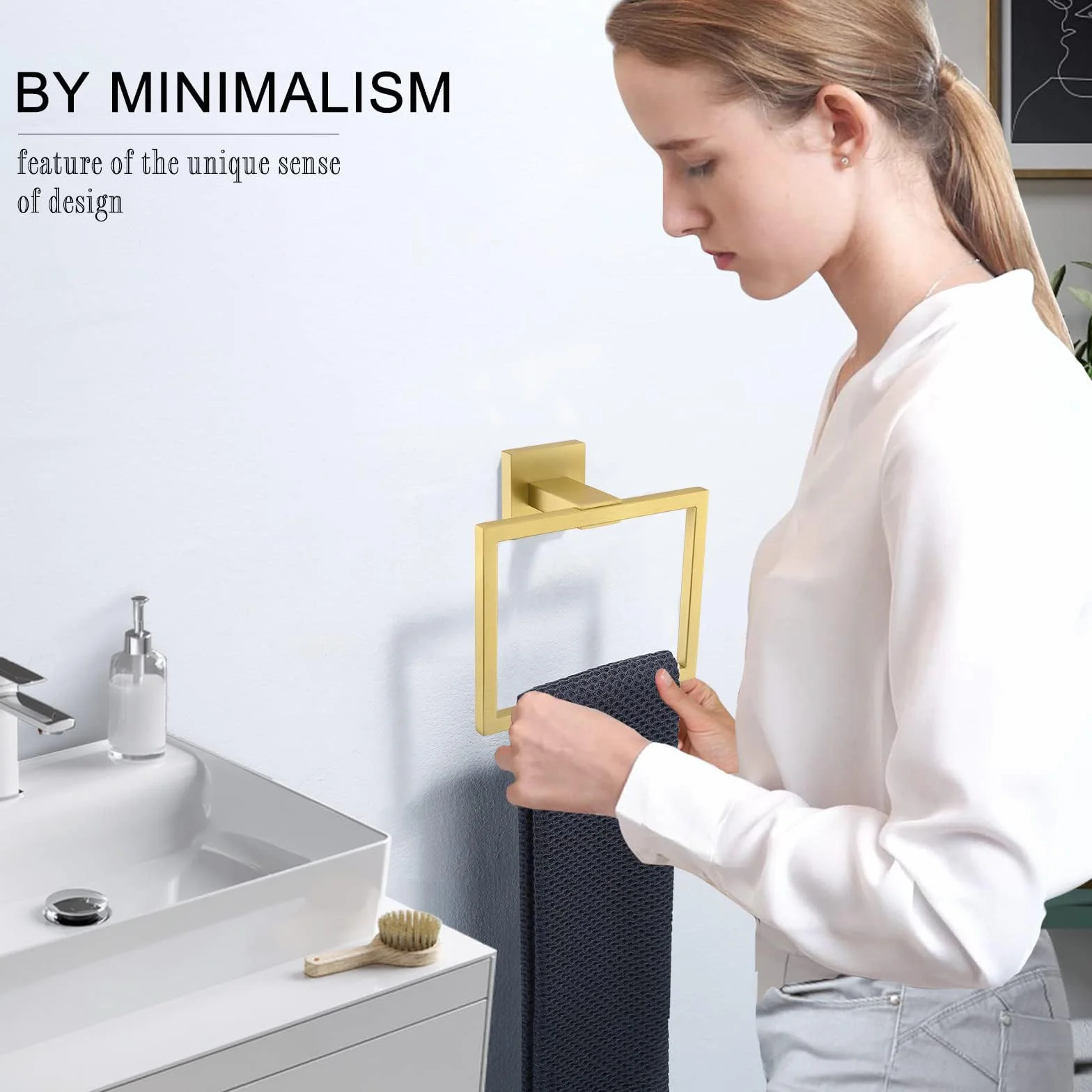 TURS Soporte de papel higiénico para montaje en pared, acabado de latón cepillado para baño y cocina, impermeable y resistente al óxido