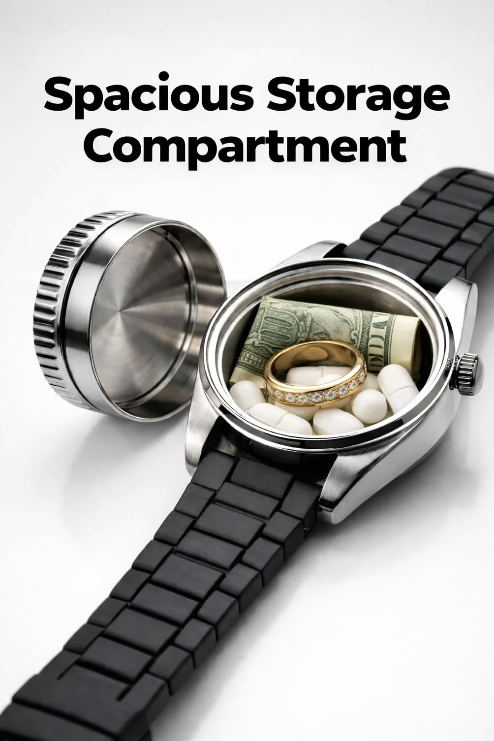 Secret Stash Hidden Watch Safe - Reloj de pulsera con compartimento secreto para dinero, píldoras y joyas - Incluye caja de regalo