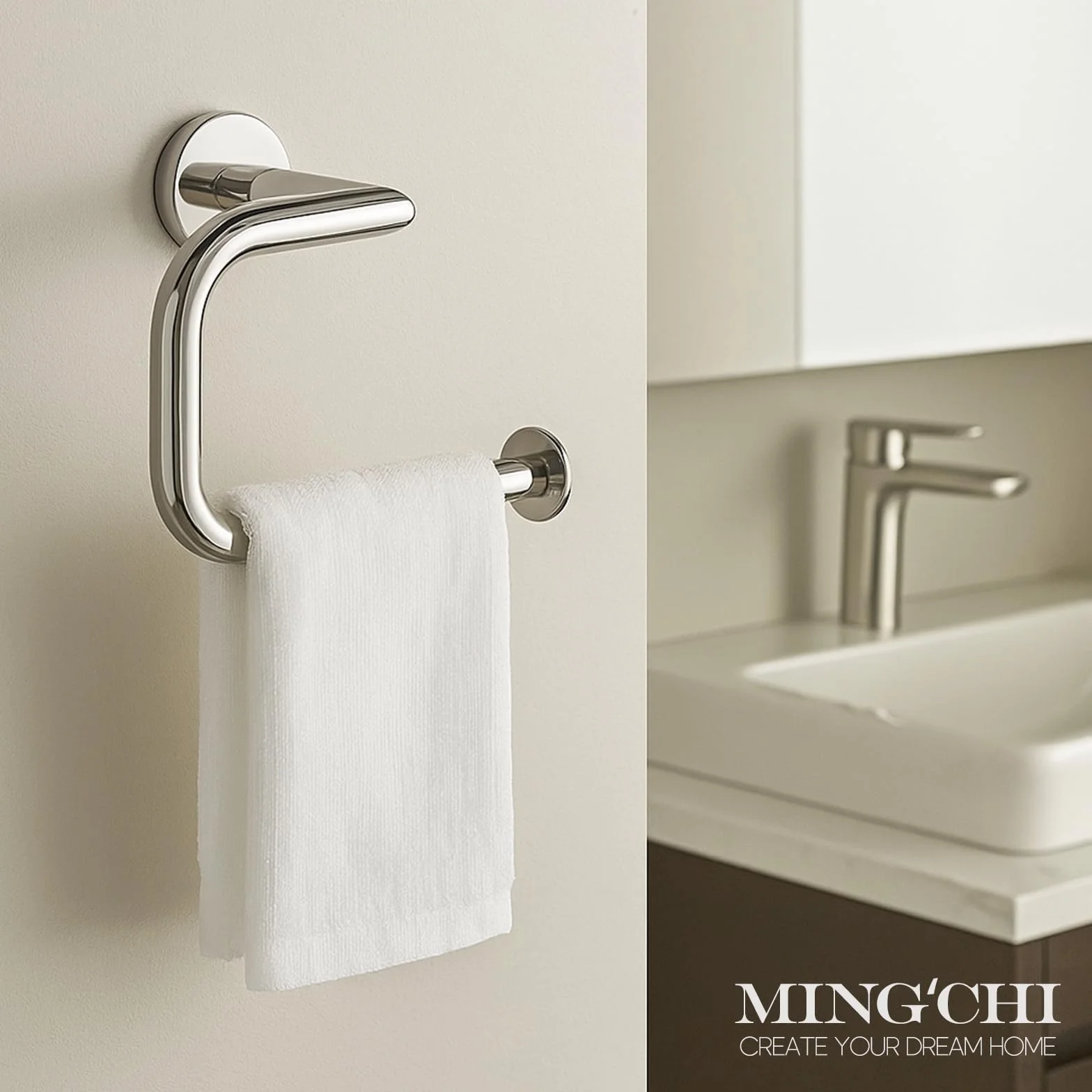Anillo para Toallas Cromado Acero Inoxidable 304 - Soporte 15kg - Montaje en Pared - Baño Cocina Plateado
