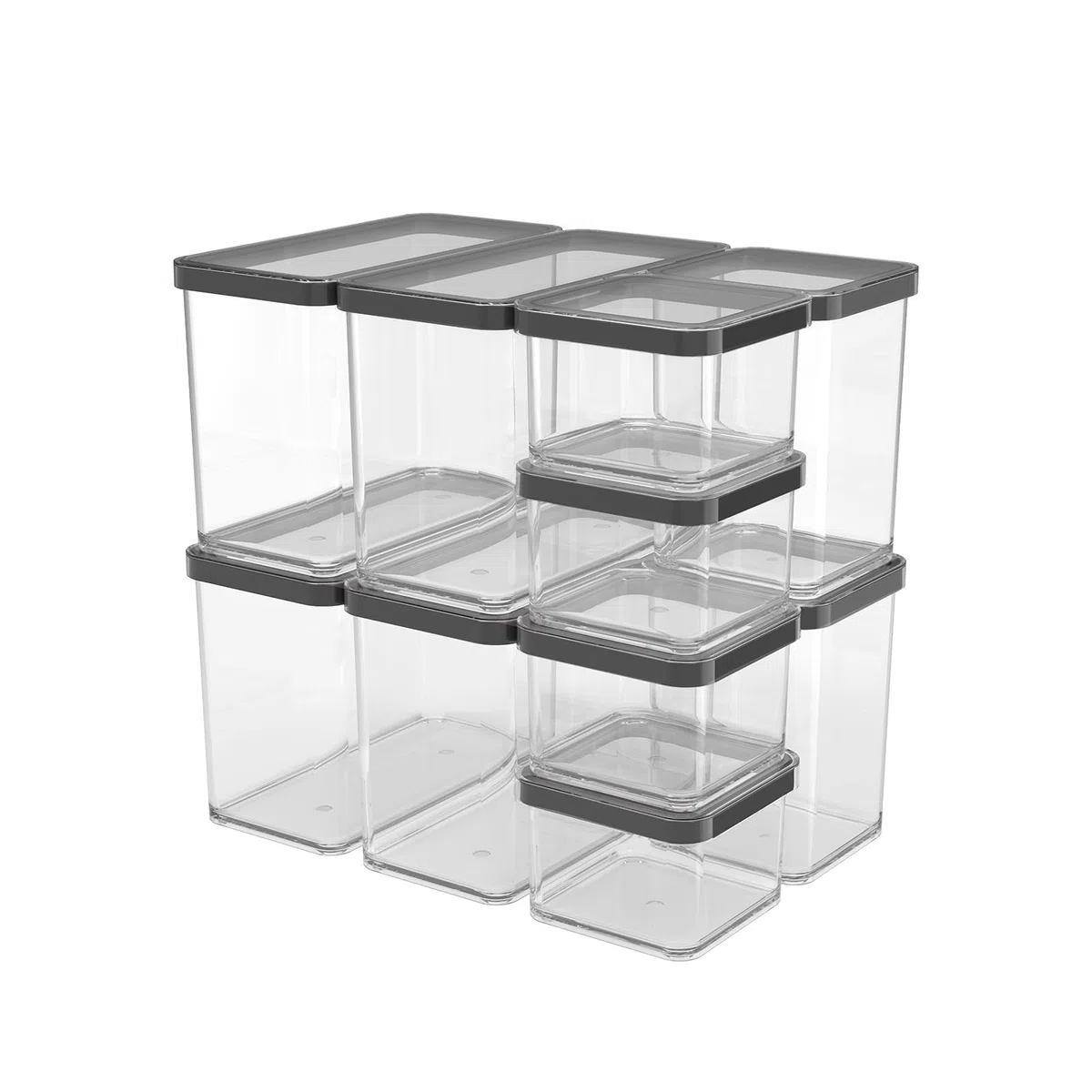 Rotho Loft Set de latas de almacenaje 10 uds. LOFT, Plástico (PP) sin BPA, negro, (32.3 x 22.3 x 32.4 cm)