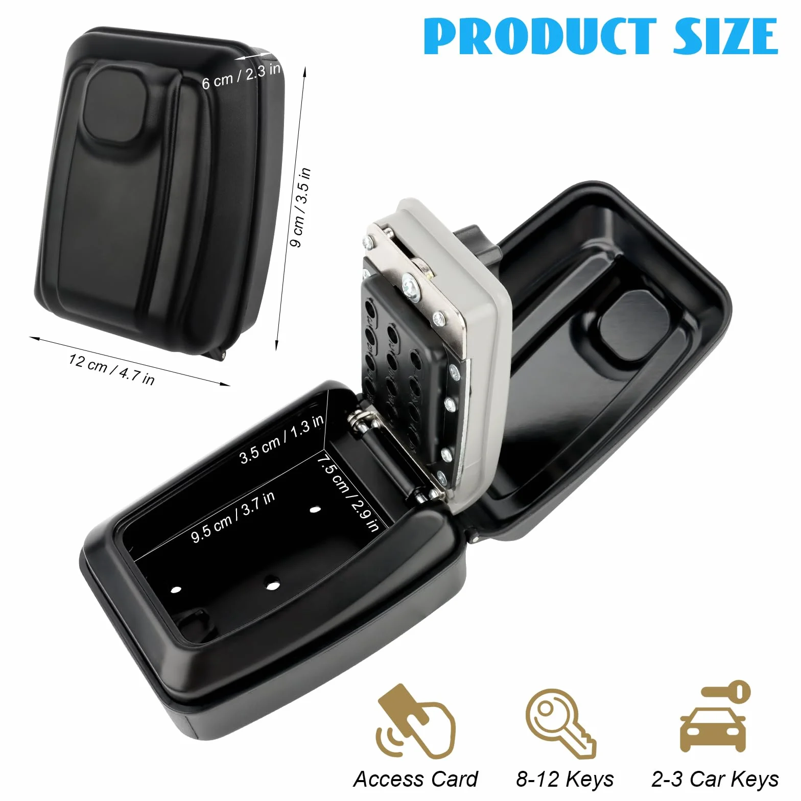 Caja de Seguridad con Combinación de 12 Códigos, Impermeable, Montaje en Pared para Llaves