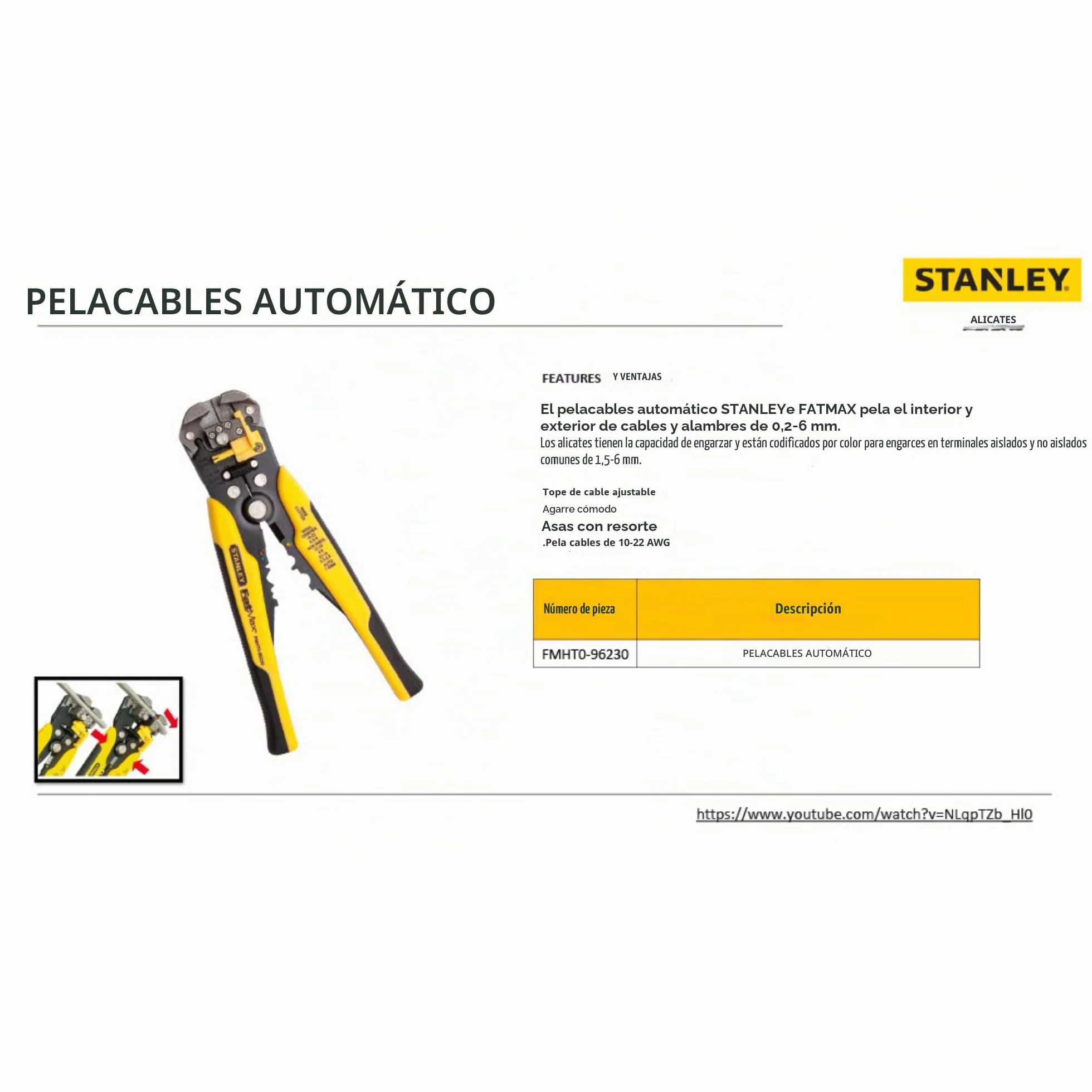 Stanley Fmht0-96230 - Alicate Pelacables Automatico, Negro, Amarillo