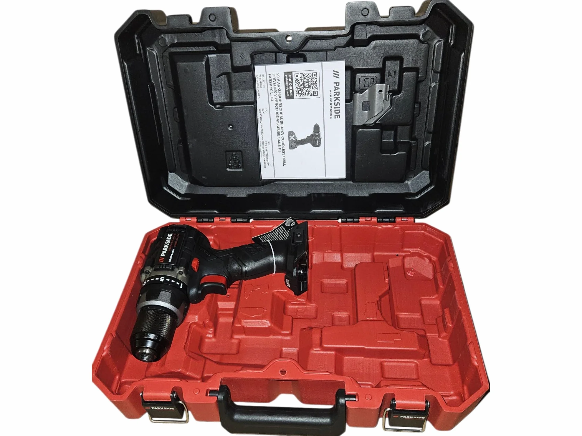 Destornillador inalámbrico PARKSIDE PERFORMANCE PABSP 20 Li X20V, sin escobillas, LED, 60 Nm (en maletín de transporte, sin batería ni cargador)