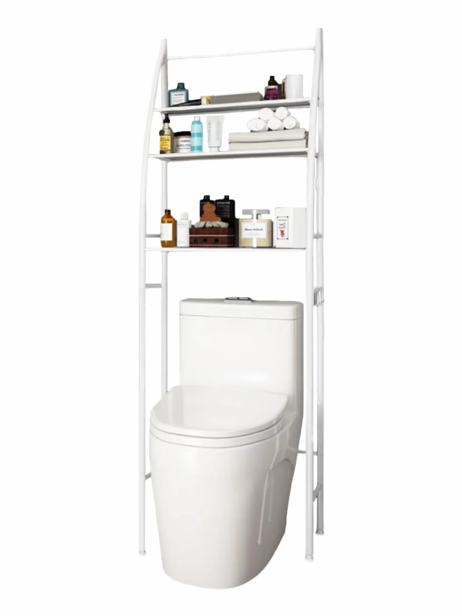 MAGIC SELECT Estantería de Baño sobre Inodoro Blanco 3 Baldas Impermeable Patas Ajustables