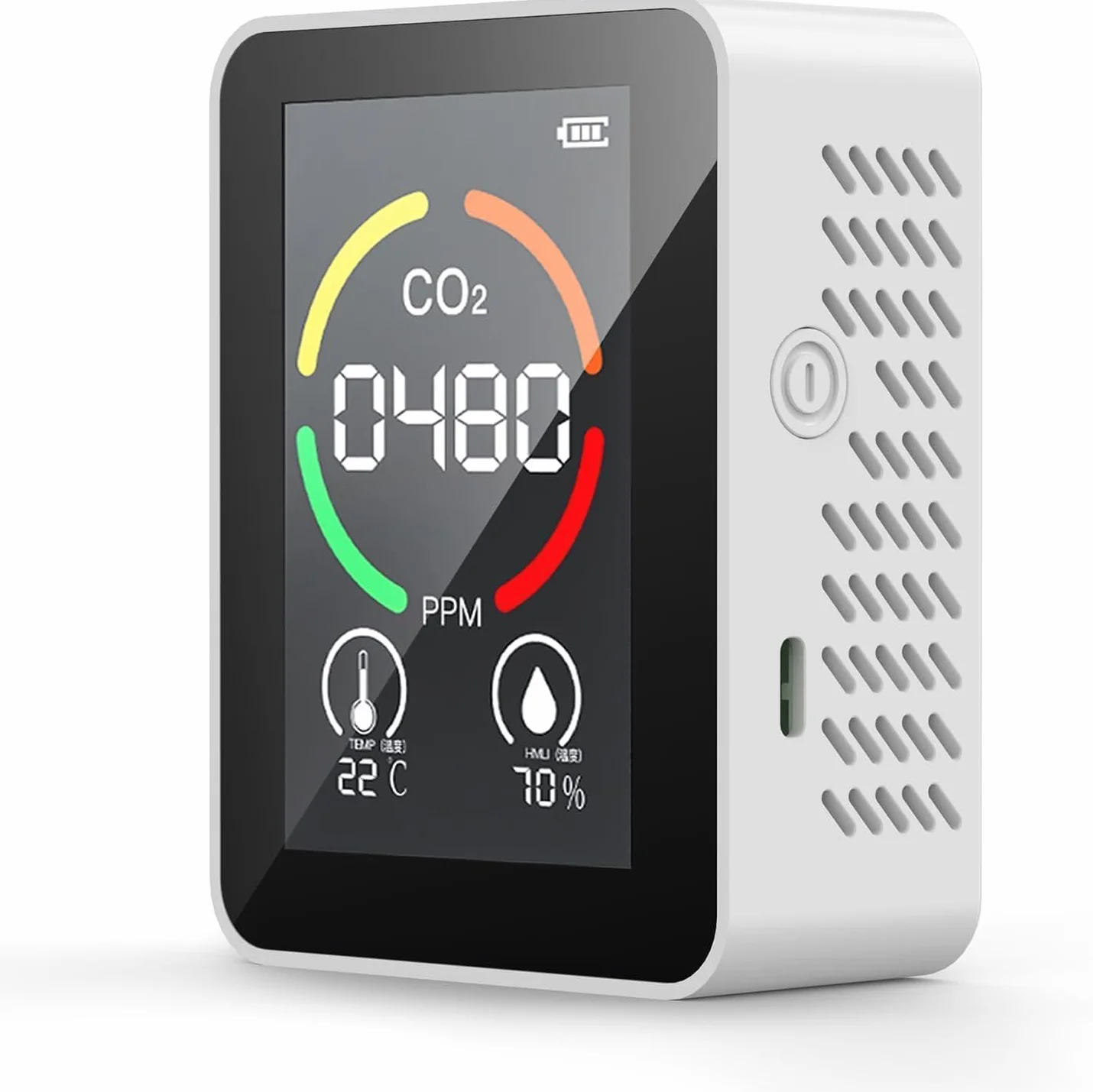 Medidor CO2 Detector CO2 Gas, 5 en 1 Detector de CO2 con Pantalla LED Medidor de Humedad y Temperatura TVOC HCHO Dormitorio Oficina Coche