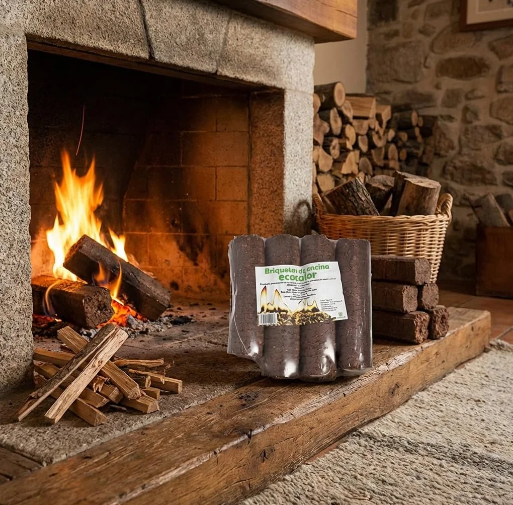 Suinga Briquetas de Madera Ecológicas Encina 7 Kg – Briquetas para Chimenea, Combustible Natural para Estufas y Chimeneas