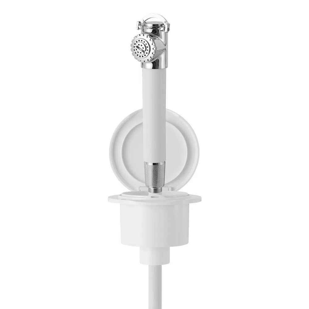Kit de ducha de popa empotrada marina con manguera de 2,5 m - Ducha de mano de acero inoxidable para barcos, yates, autocaravanas y caravanas - Ducha de popa extraíble con tapa y kit de montaje