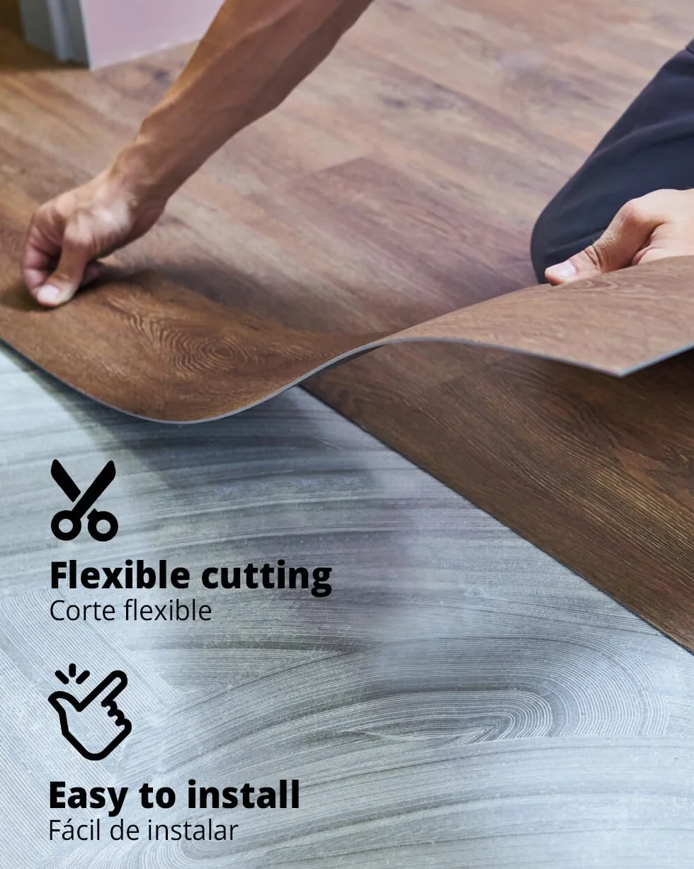 MURIS Suelo Vinílico Autoadhesivo, 16 Lamas de 15 x 91 cm (2,23 m²), Grosor de 2 mm, PVC Impermeable, Alta Adherencia y Resistente, Imitación Madera, MRS-DB002