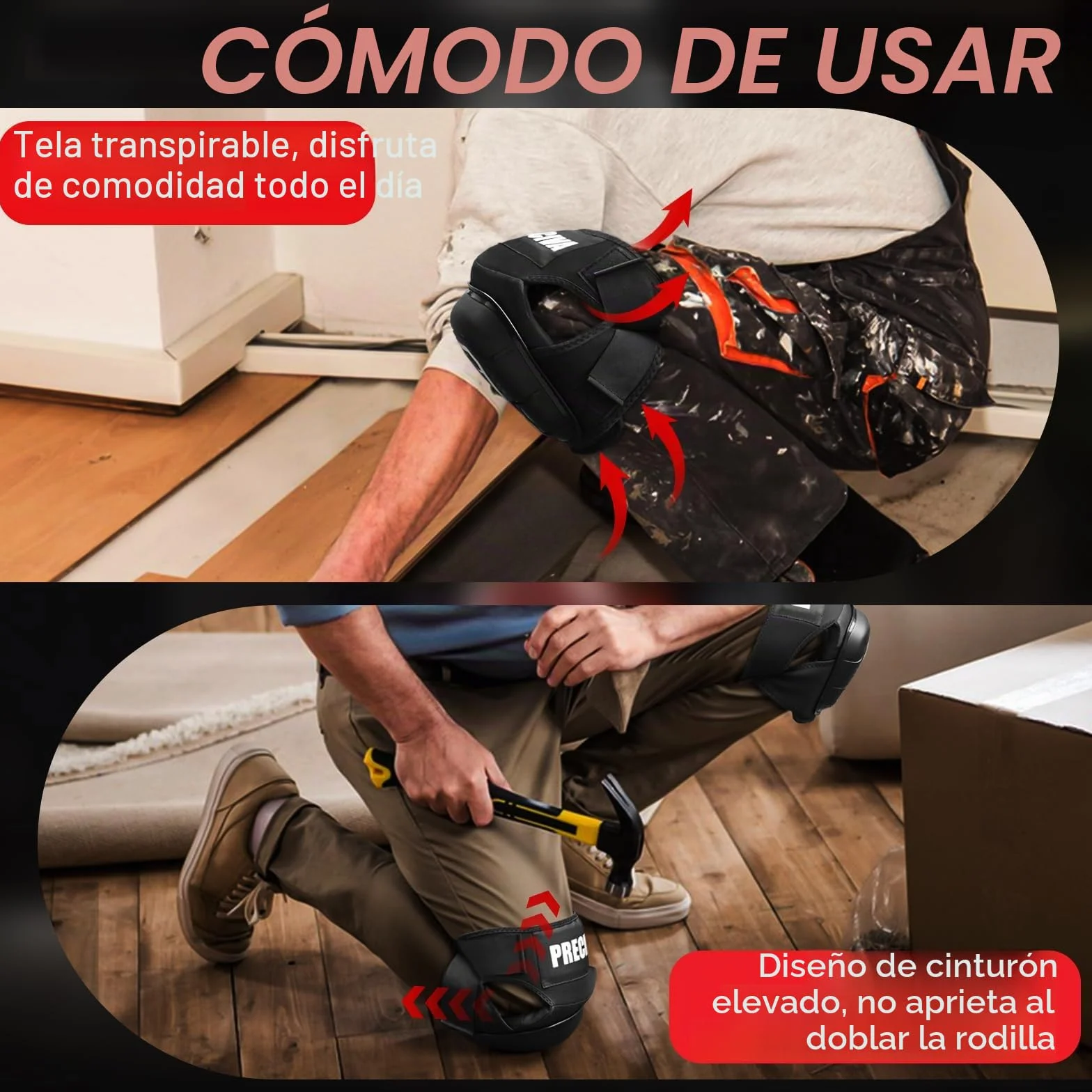 Preciva Rodilleras de trabajo profesionales con acolchado de gel y correas ajustables para jardinería y construcción