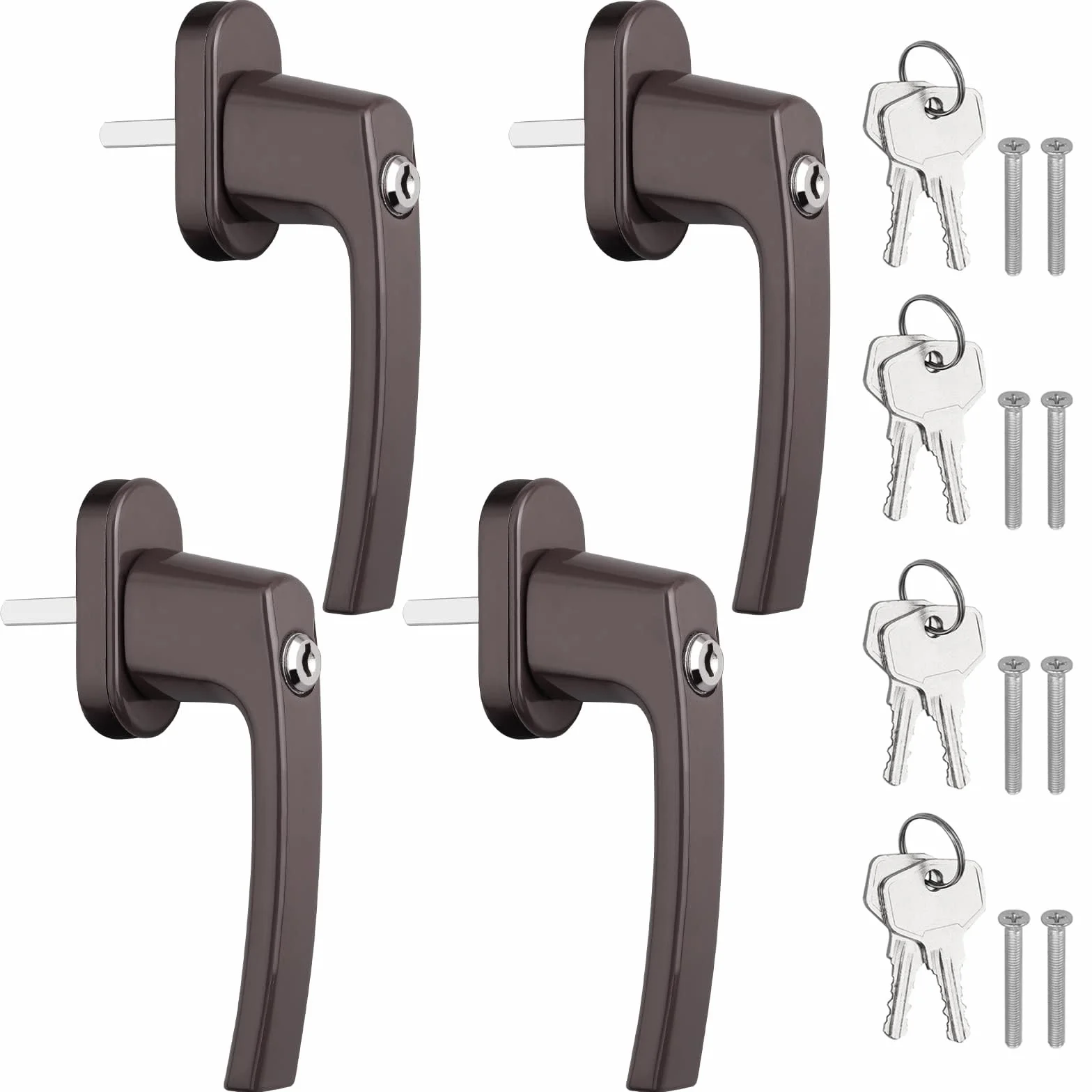 AUTOUTLET Manijas de Aluminio para Ventanas con Llaves Iguales, Cerradura de Seguridad para Niños (Marrón)