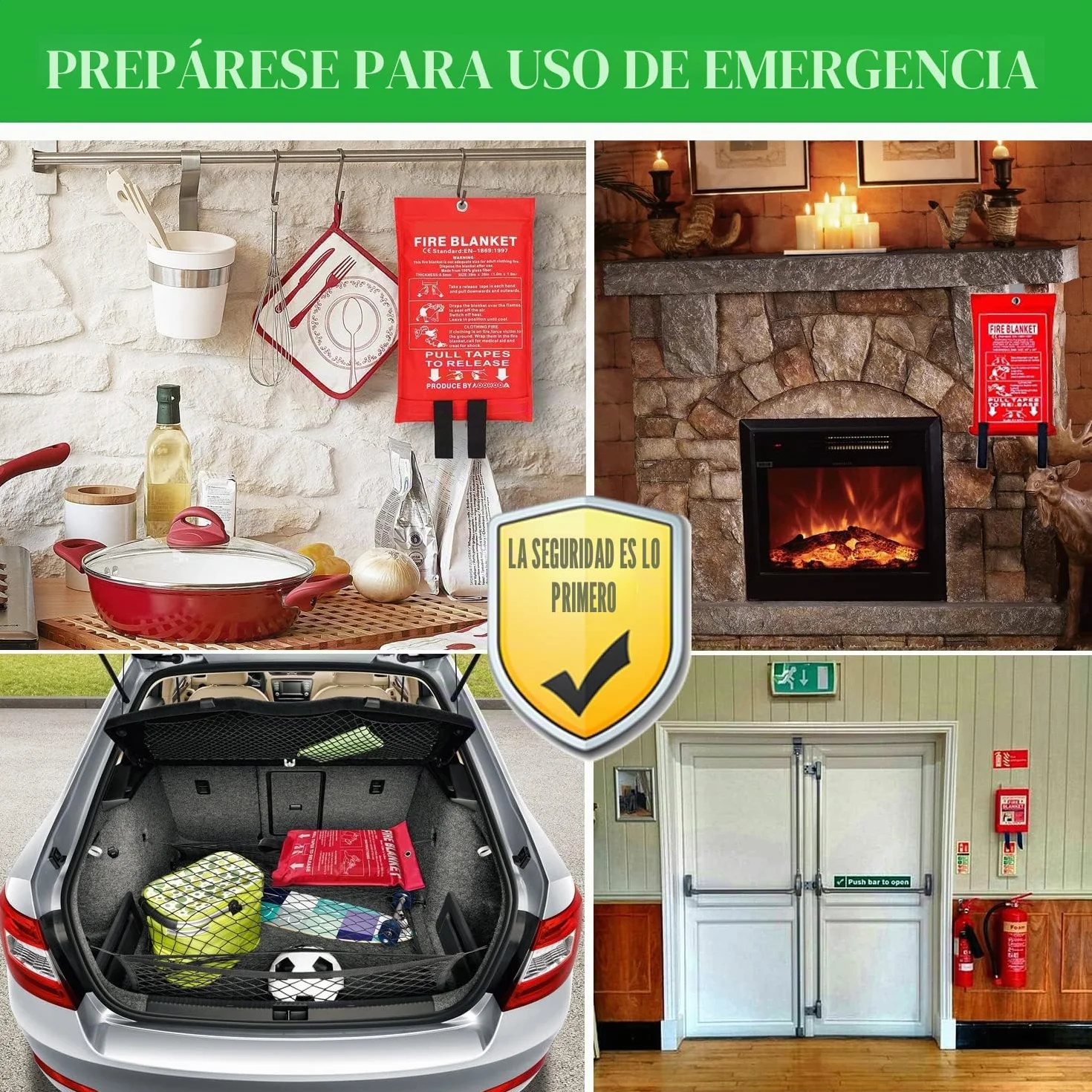 Manta ignífuga de Fibra de Vidrio de Emergencia 1mx1m para Cocina, Chimenea, Soldadura