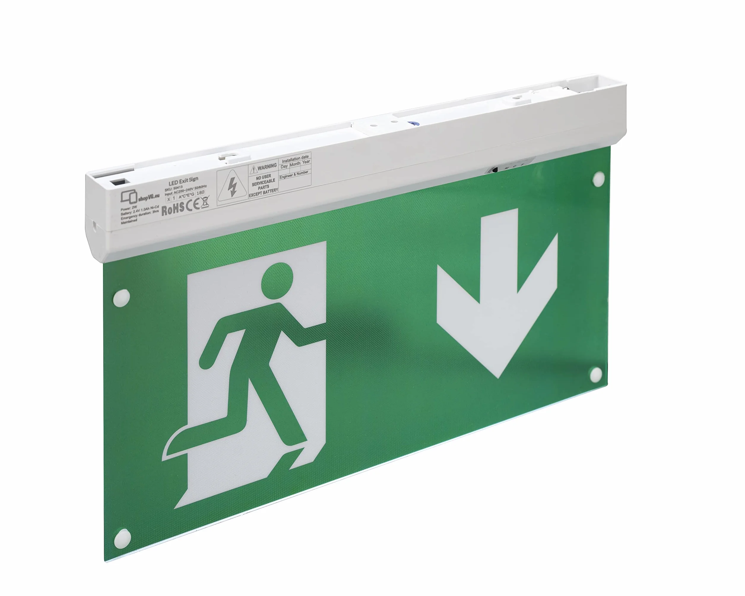Luz LED de emergencia y salida, IP20 o IP65 (luz continua IP20)