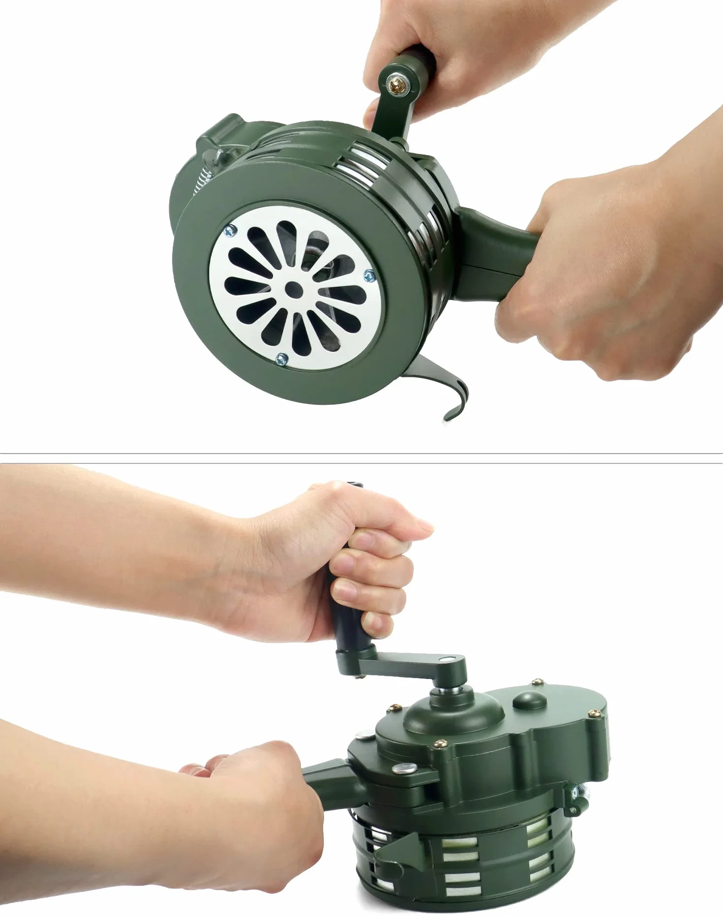 QWORK® Sirena de manivela de aleación de aluminio 110 dB para fábricas y escuelas