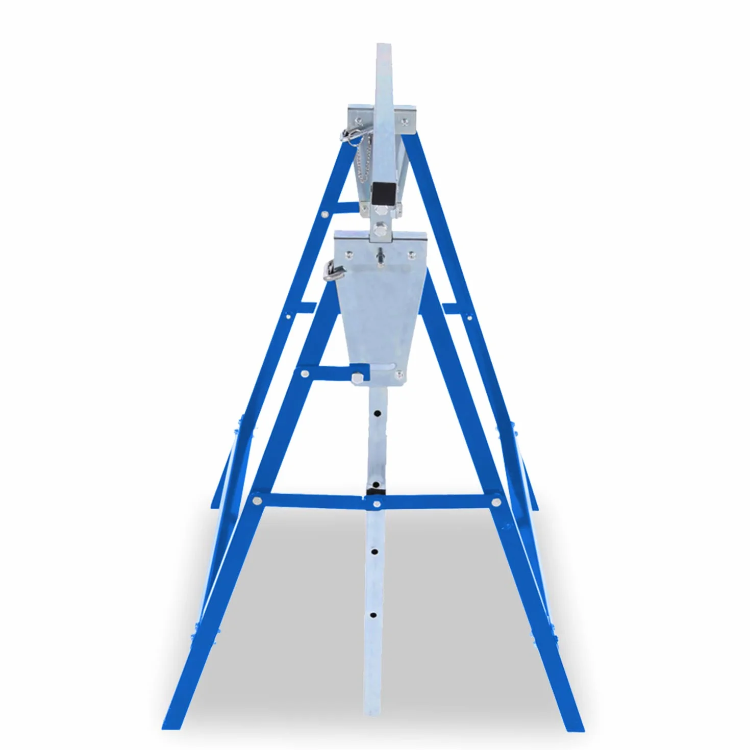 Juego de 2 caballetes telescópicos, altura de trabajo variable 80-130 cm, altura regulable en 7 posiciones, soporte de metal, carga máxima de 200 kg, color azul