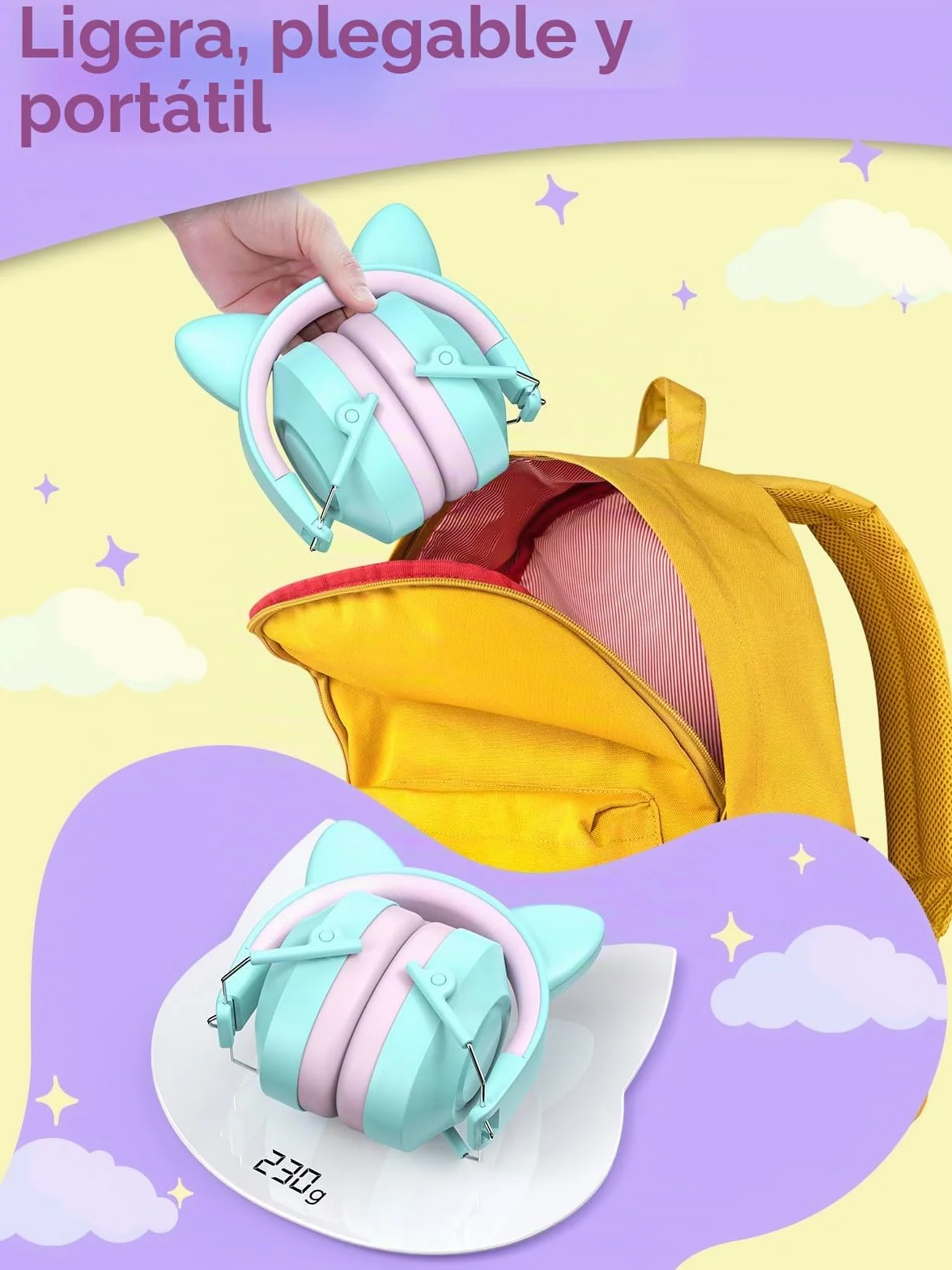 Dr.meter Cascos Antiruido Niños, Cascos Insonorizados Protectores de Oído para Niños SNR 32 Protectores Auditivos Cascos Ruido Orejeras Antiruido con Almohadillas Suaves